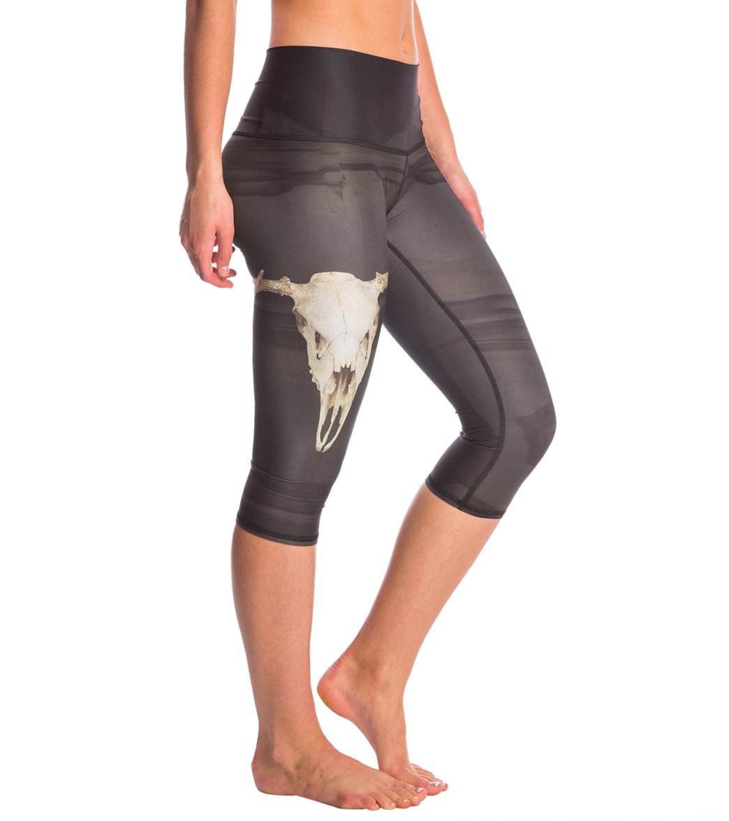 Teeki Deer Medicine Charcoal Goddess Hot Yoga Capris、mySite、noshort