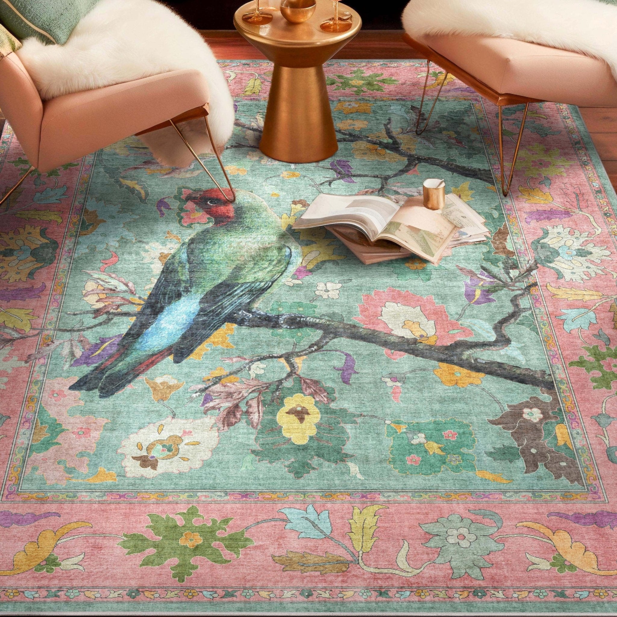 Apollo Botanical Floral Rug for Living Room, Dining Room, Bedroom and Kitchen、mySite、gigharbornorthrealestate