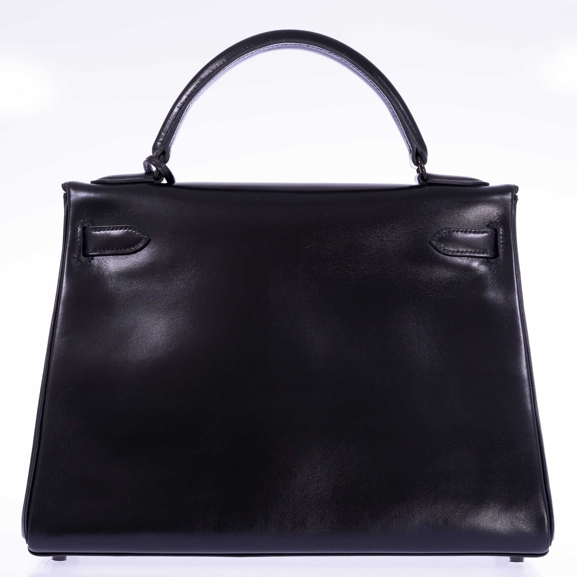 Hermès Kelly 32 Retourne So Black Box Leather Black PVD Hardware、mySite、garminoutage.com