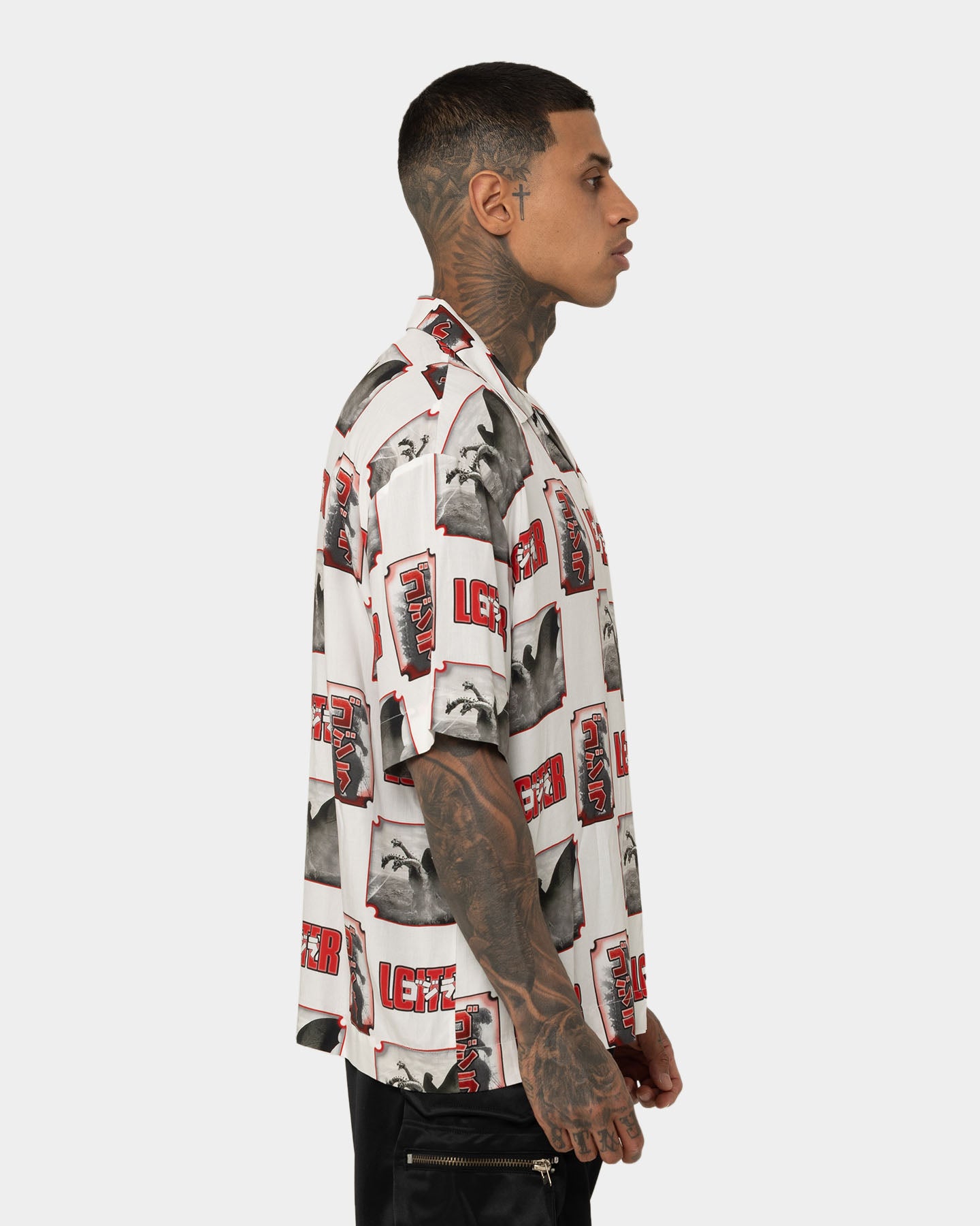 Loiter X Godzilla Godzilla Button Up Shirt White、mySite、zt4zffjzw