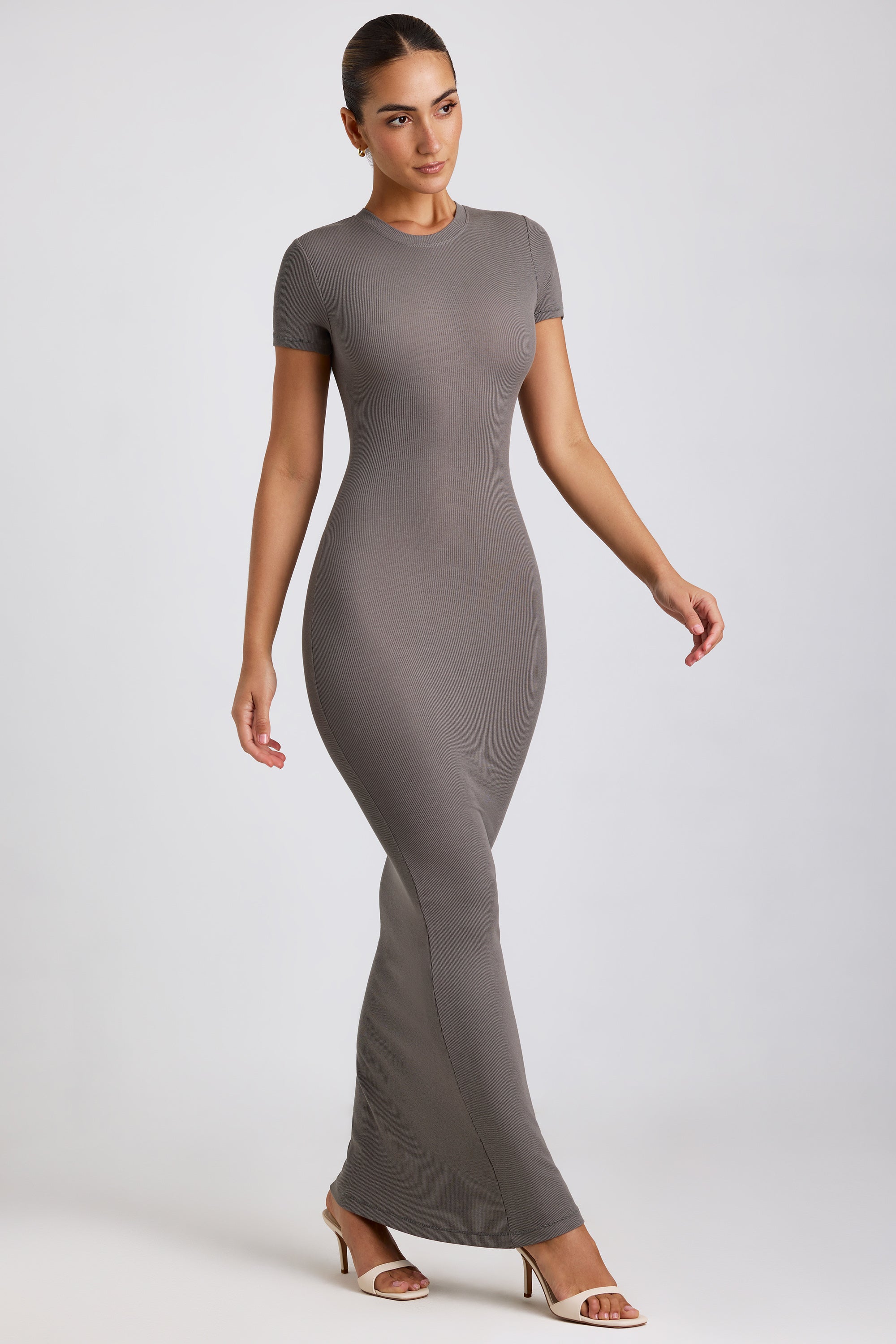 Ribbed Modal Maxi Dress in Grey、mySite、solidvoid