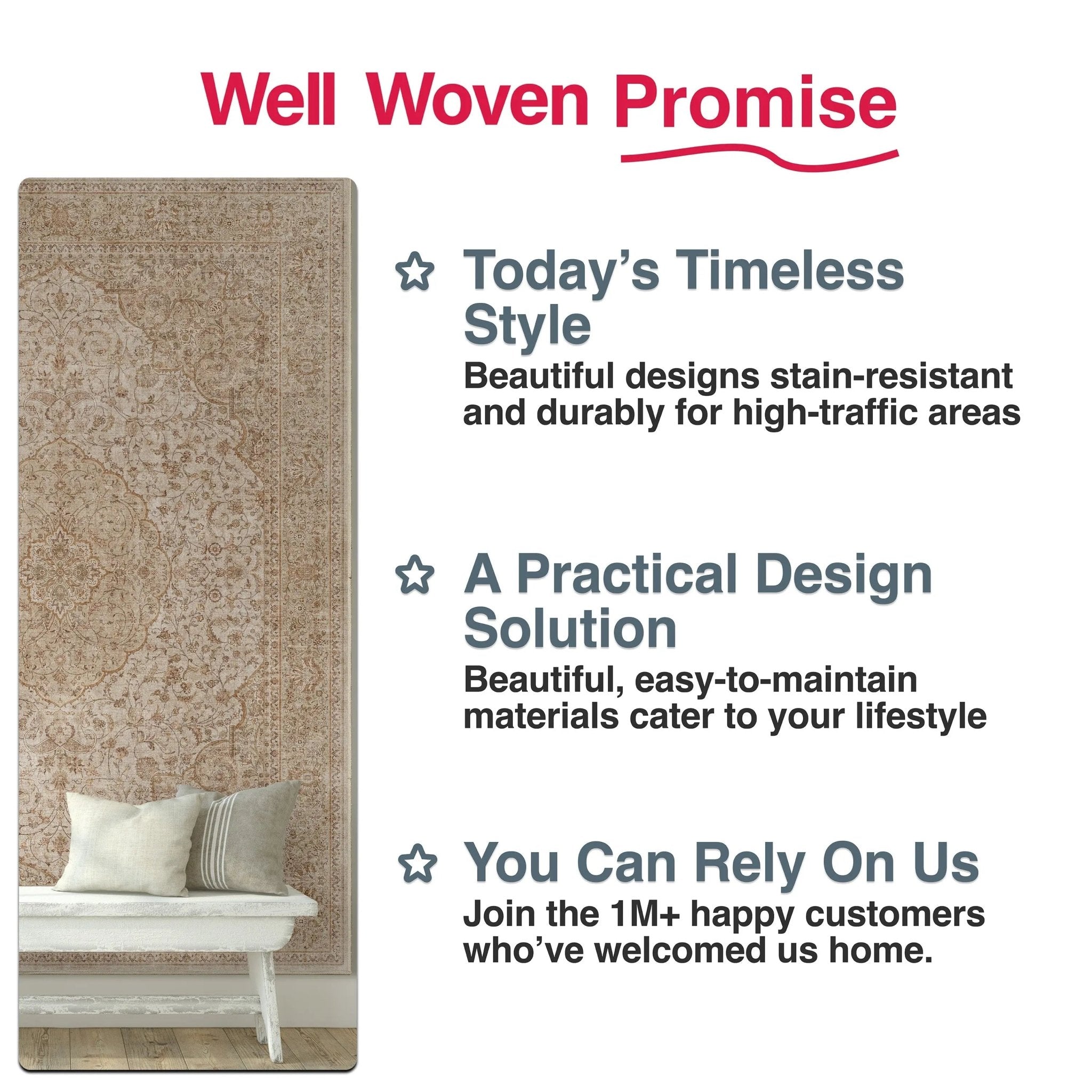 Asha 2-in-1 Odette Vintage Flat-Weave Rug + Rug Pad Included、mySite、gigharbornorthrealestate