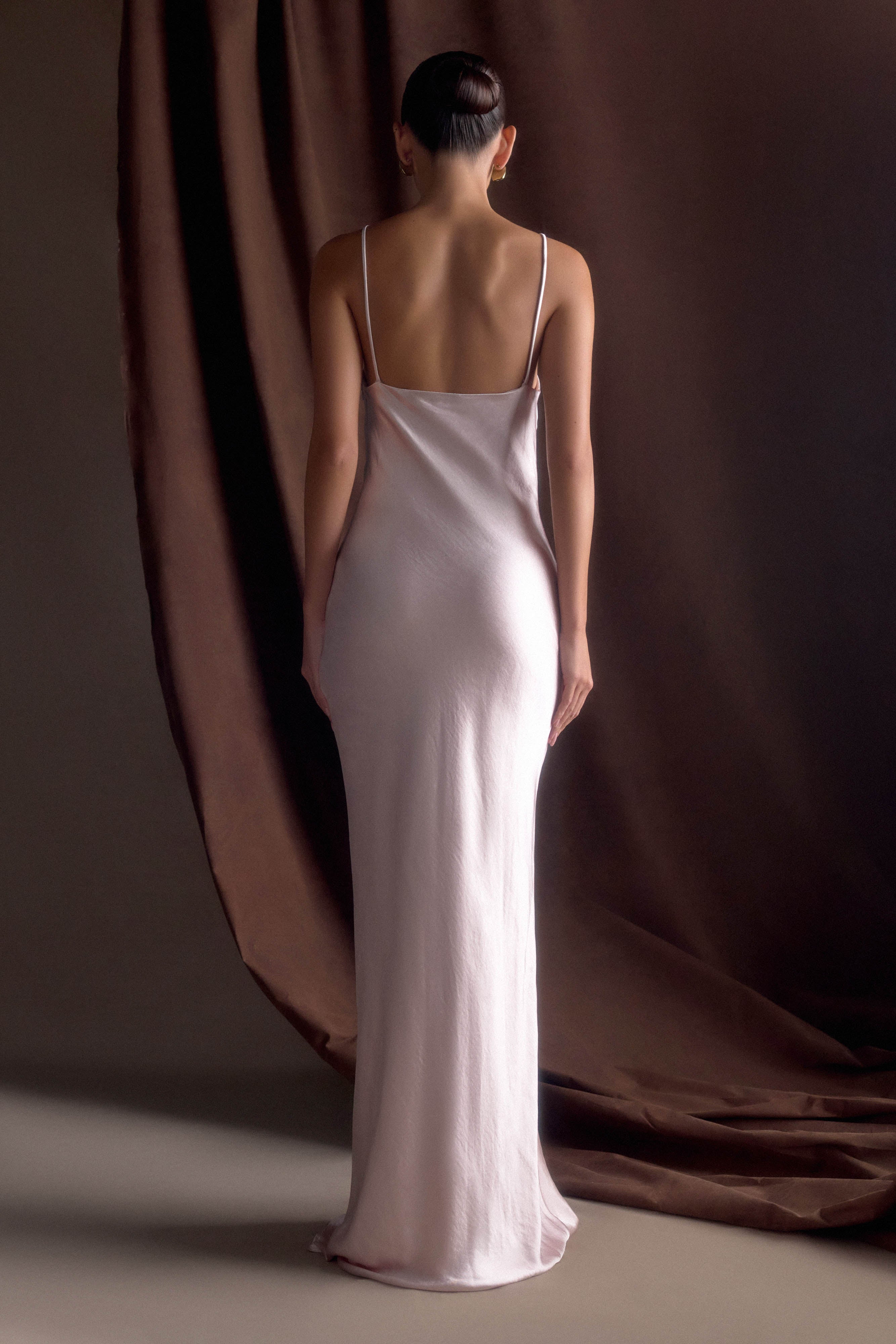 Lilly Sweetheart Satin Maxi Dress - Soft Pink、mySite、solidvoid