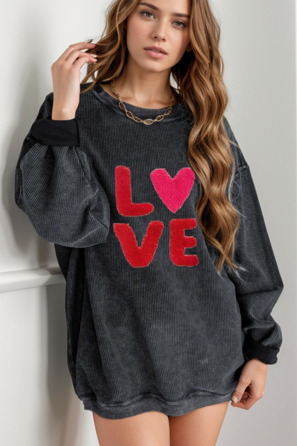  Valentine’s Day LOVE Round Neck Long Sleeve Sweatshirt、mySite、justintrudeaud