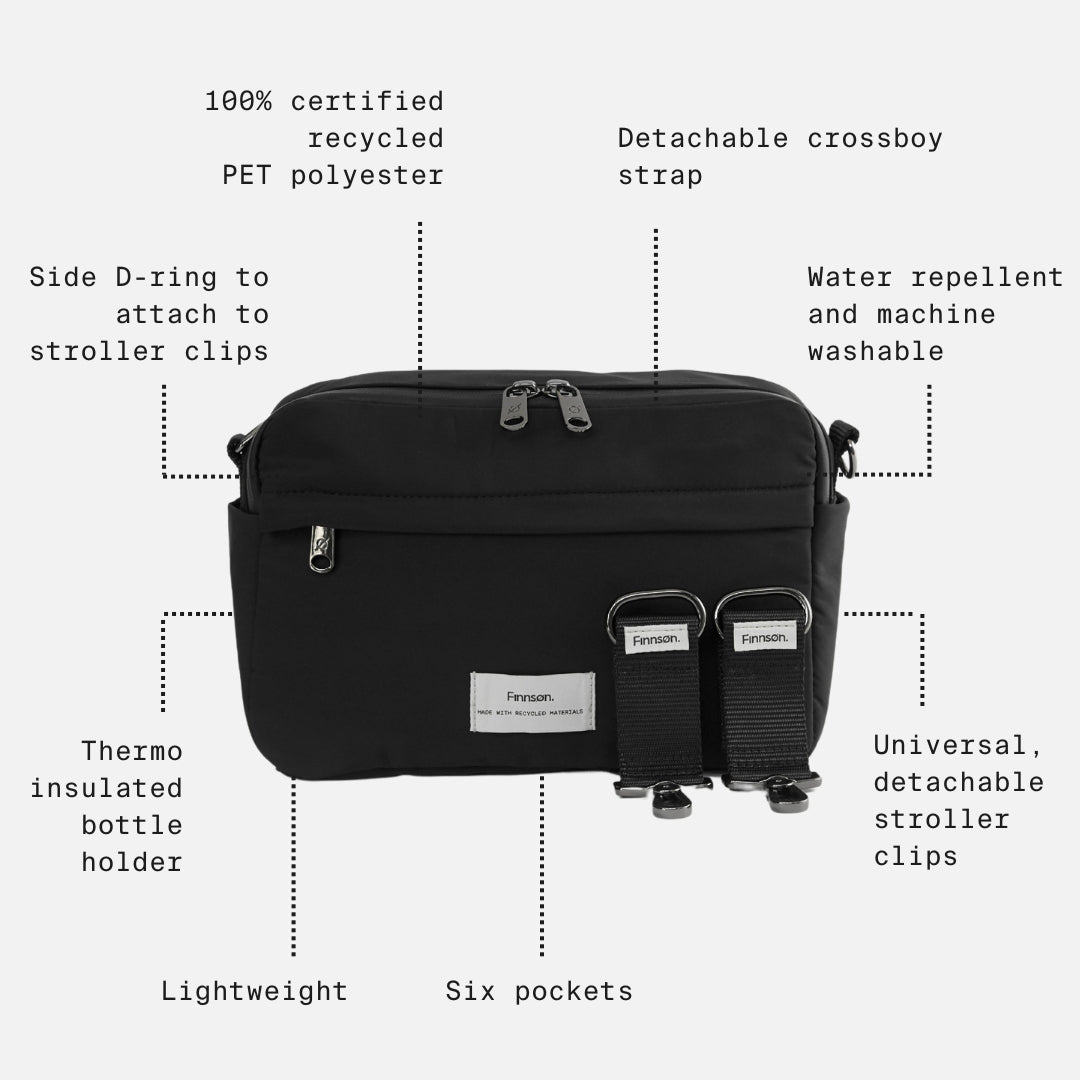  Finnson Frida Eco Stroller Organiser With Stroller Clips - Black、mySite、merchandisen