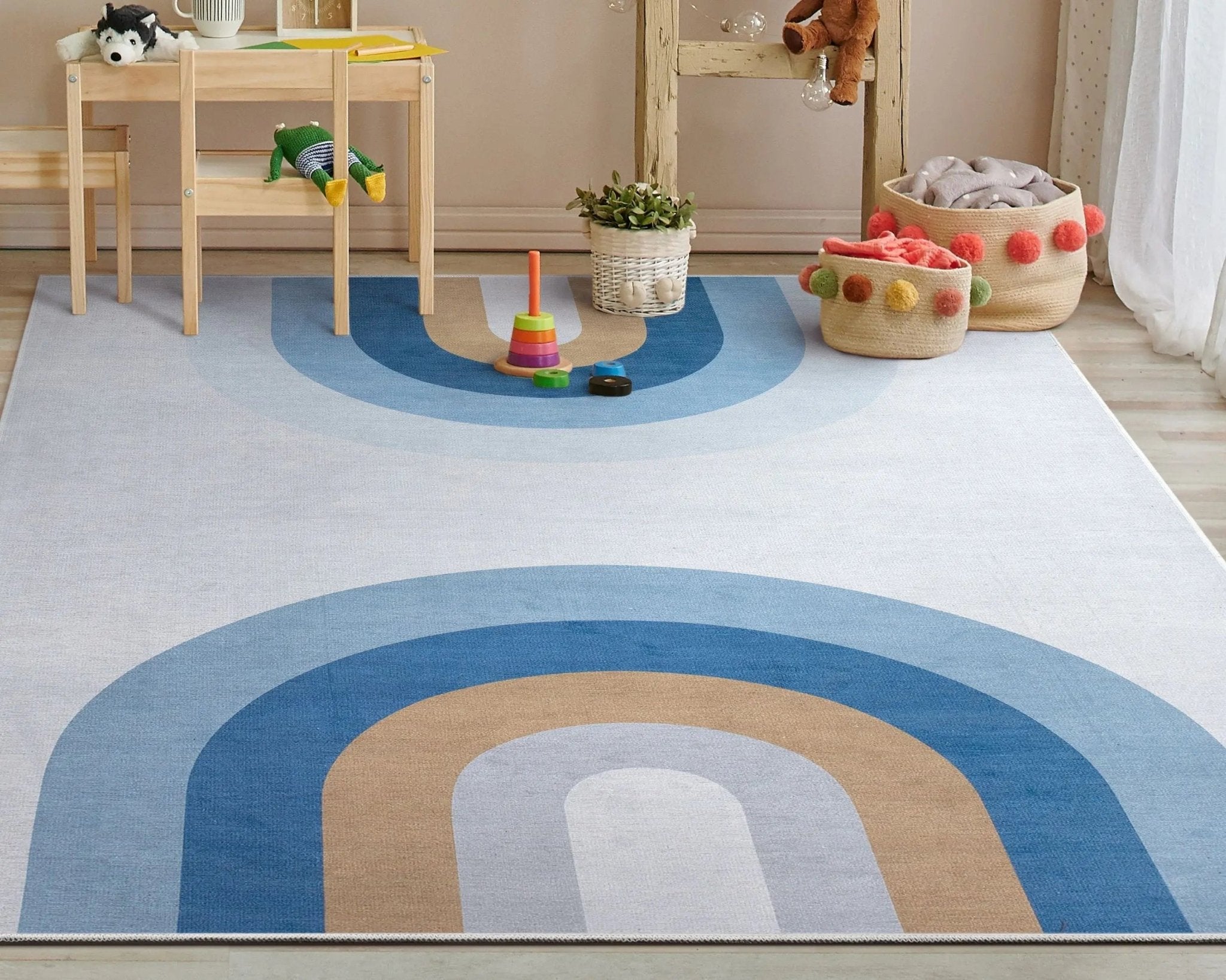 Twilight Rainbow Modern Blue Area Flat-Weave Rug、mySite、gigharbornorthrealestate