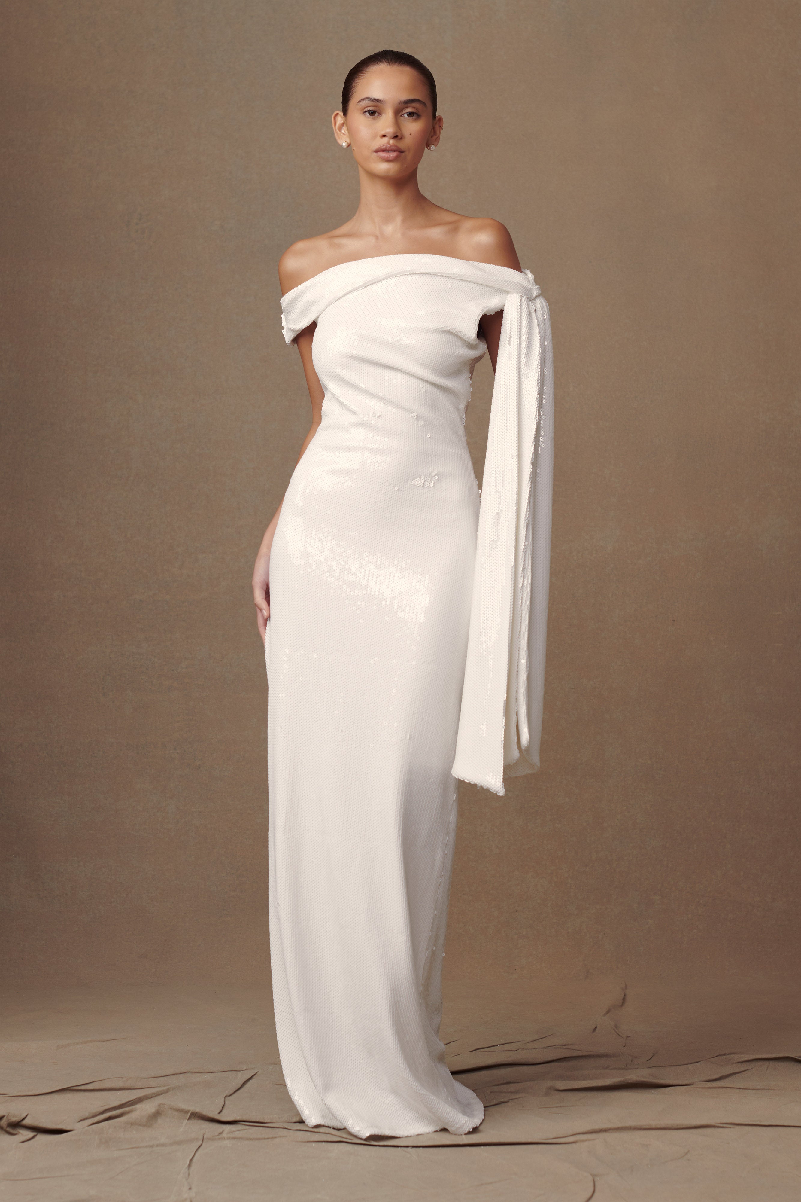 Catarina Sequin Maxi Dress - White、mySite、solidvoid