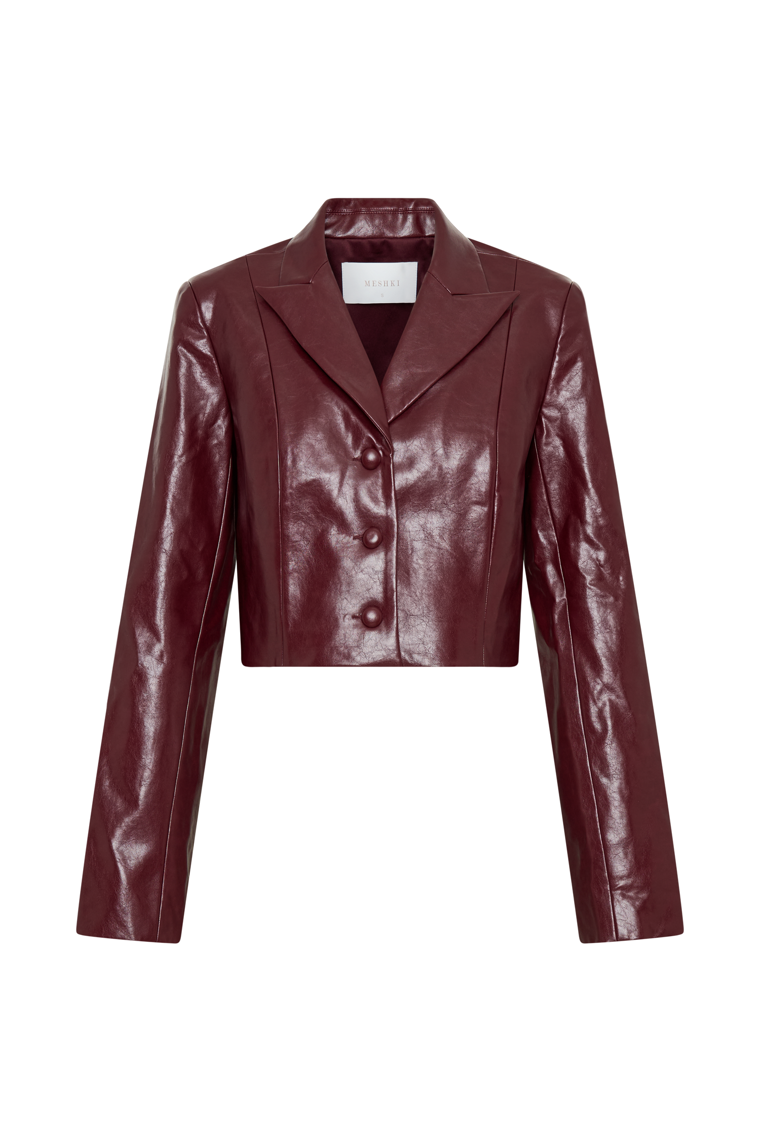 Oli Faux Leather Long Sleeve Top - Cherry Red、mySite、solidvoid