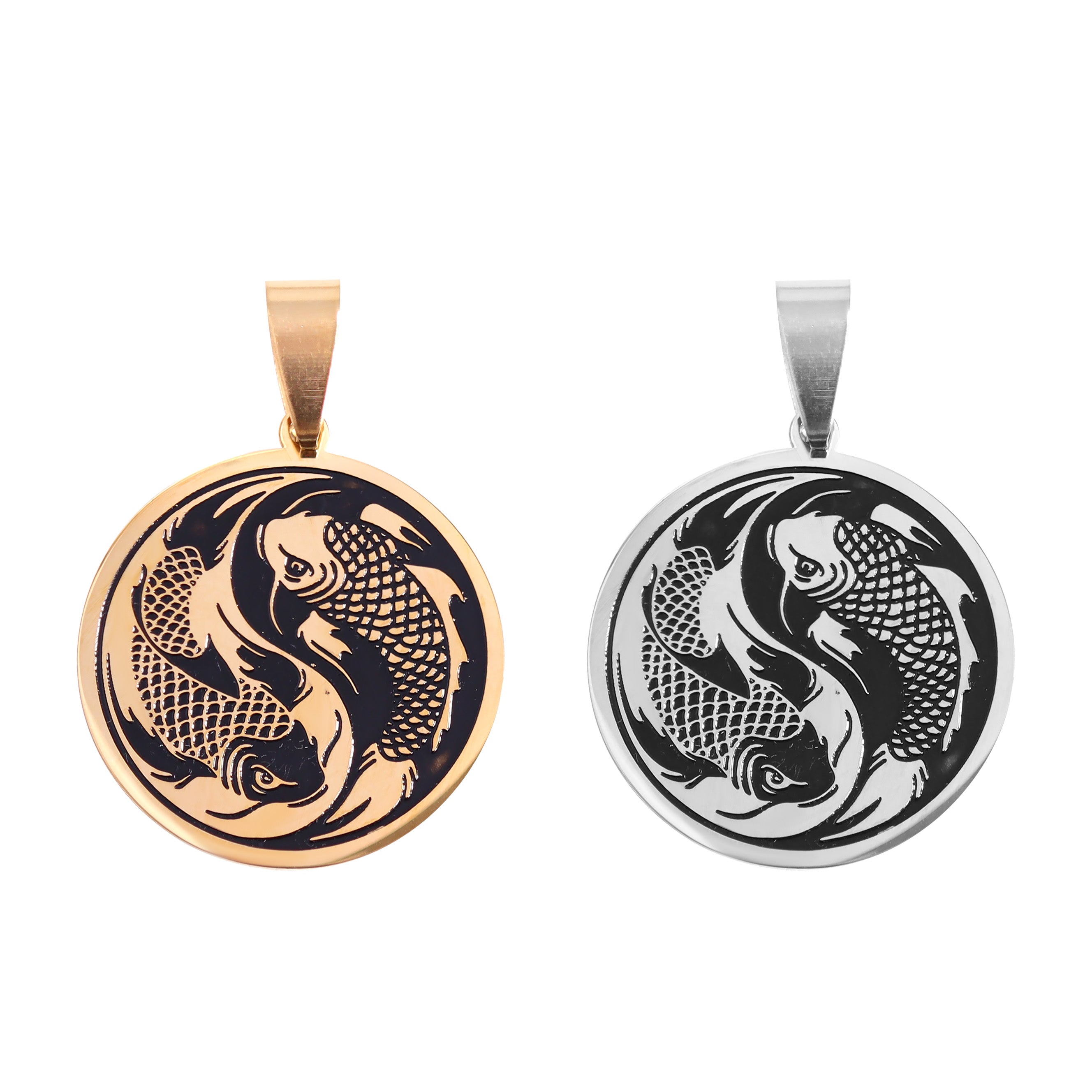 18K Gold PVD Stainless Steel Yin & Yang Koi Fish Pendant / PDL0124、mySite、dreamappss