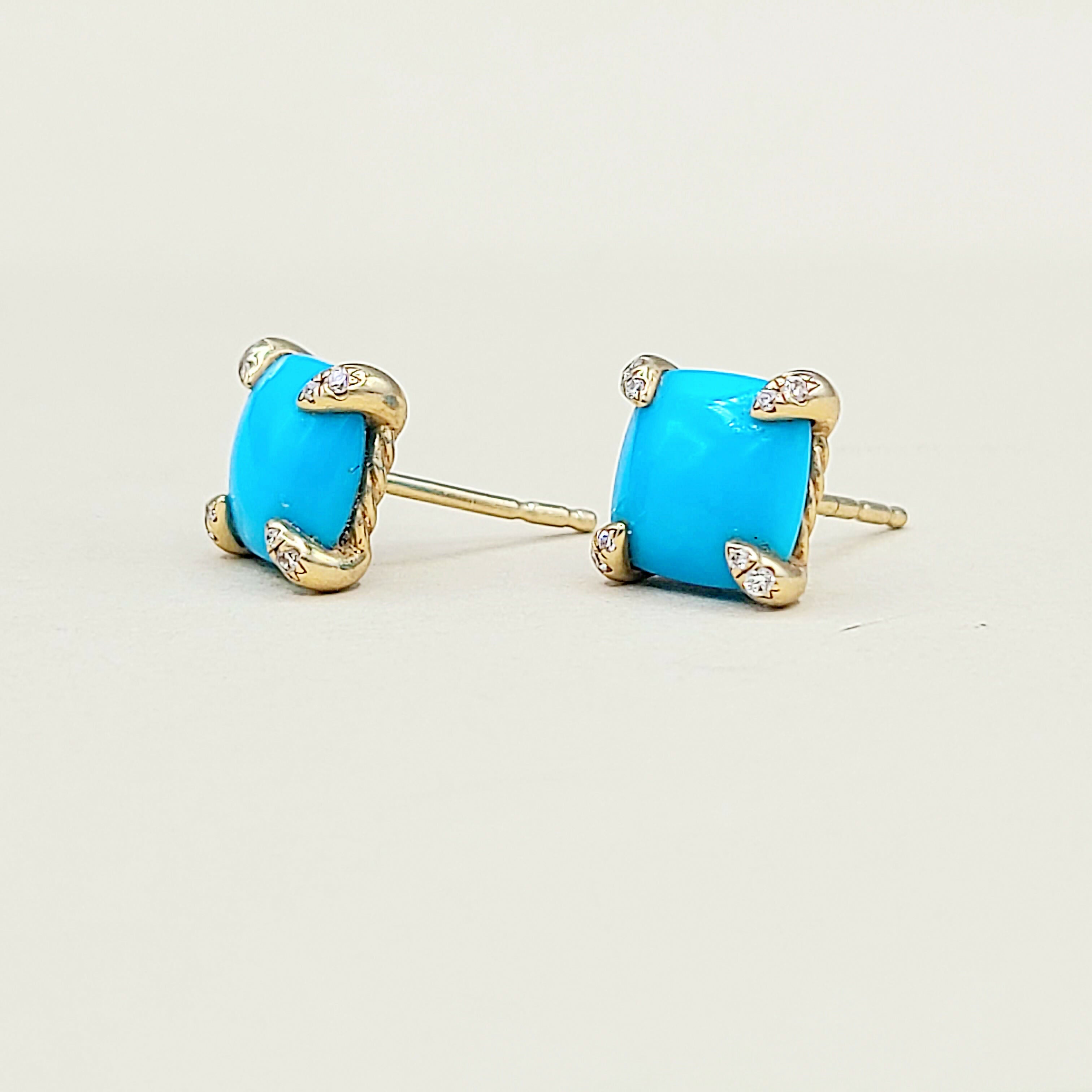 David Yurman Chatelaine Stud Earrings Turquoise & Diamonds、mySite、hinf8tx79