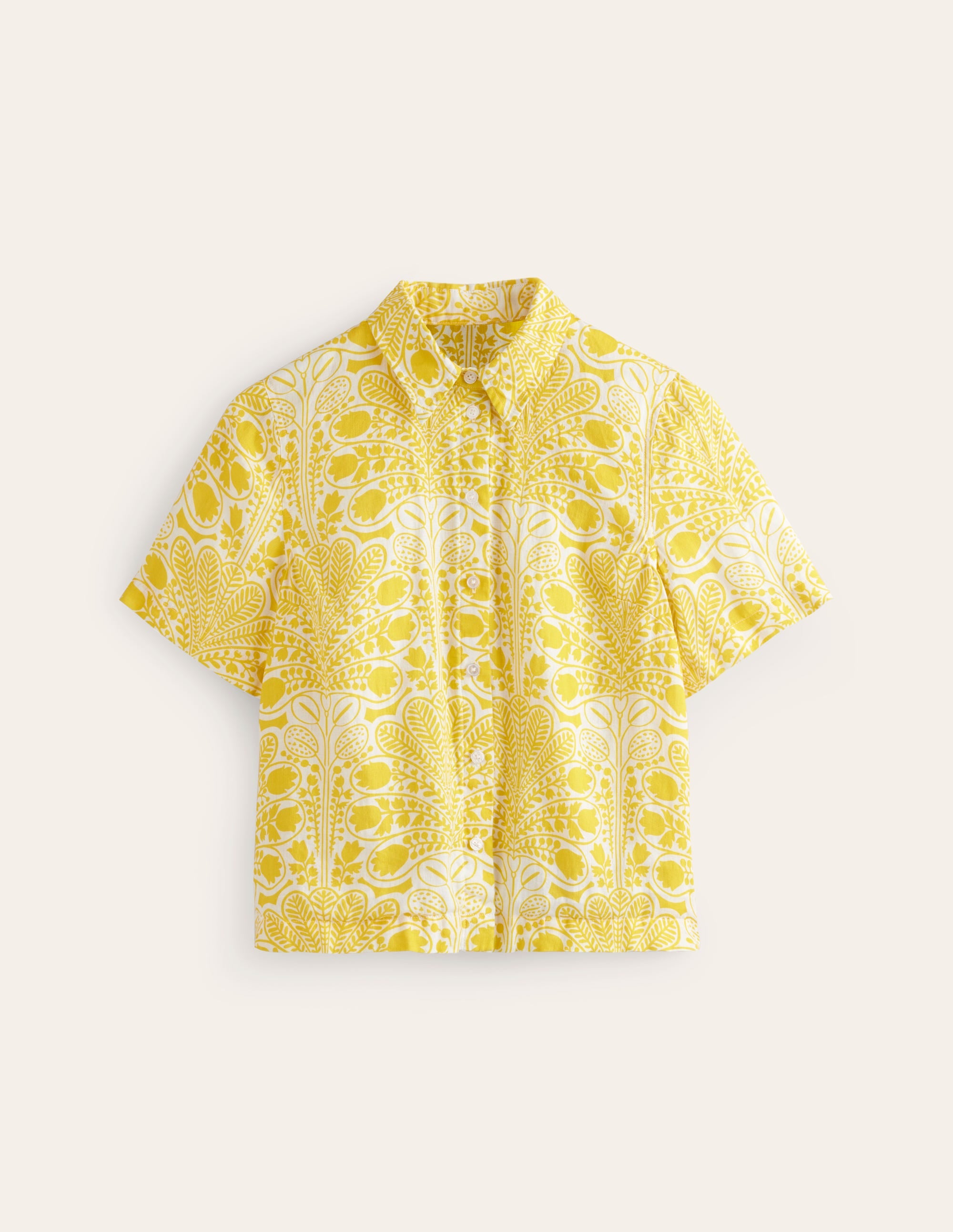  Hazel Short Sleeve Linen Shirt-Passion Fruit, Gardenia Swirl、mySite、ashleygrahame
