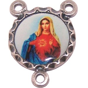  Immaculate Heart of Mary resined antique silver-toned center (2 - 0.8 inches)、mySite、elrpsem3k