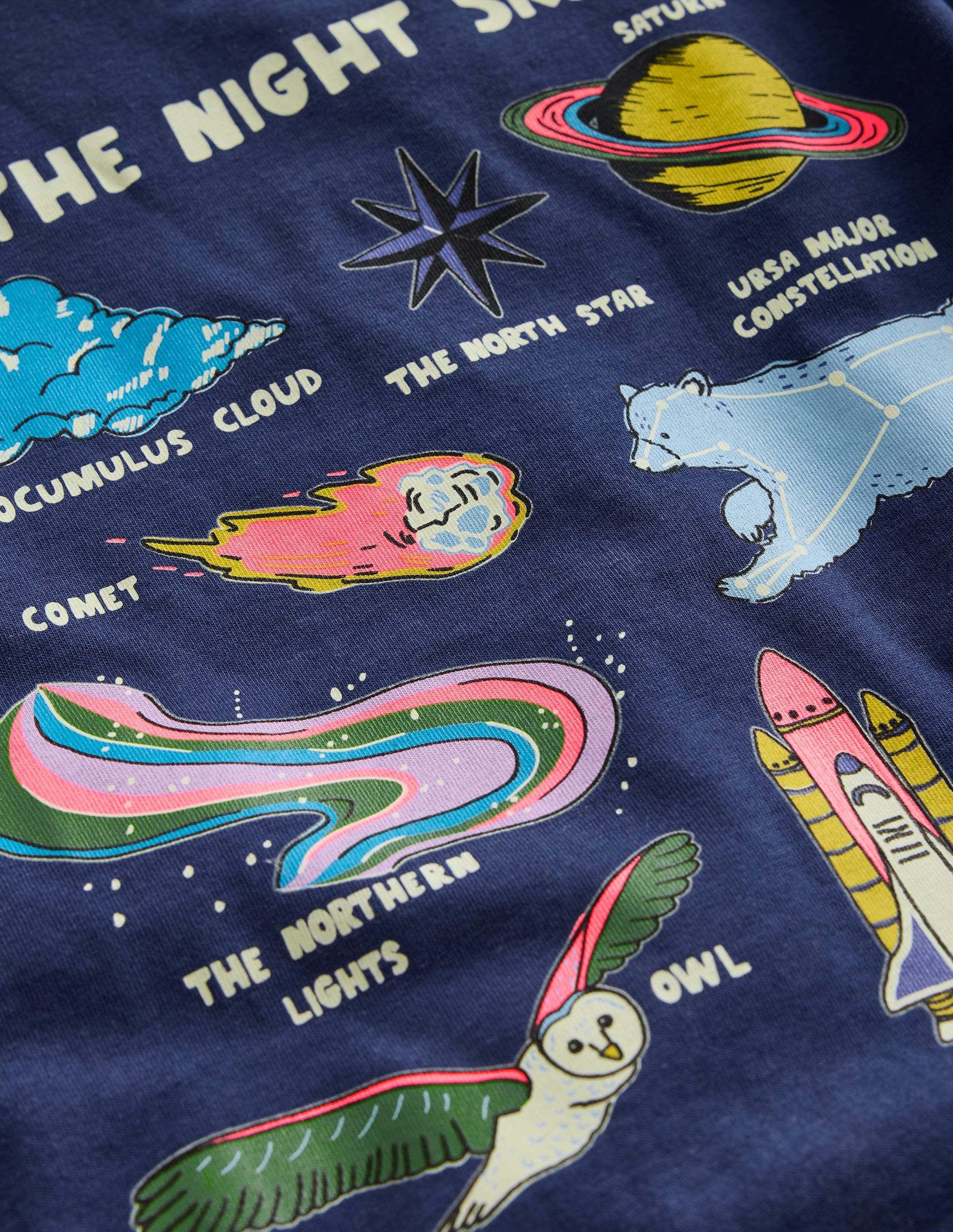  Glow-In-The-Dark T-Shirt-College Navy Night Sky、mySite、ashleygrahame