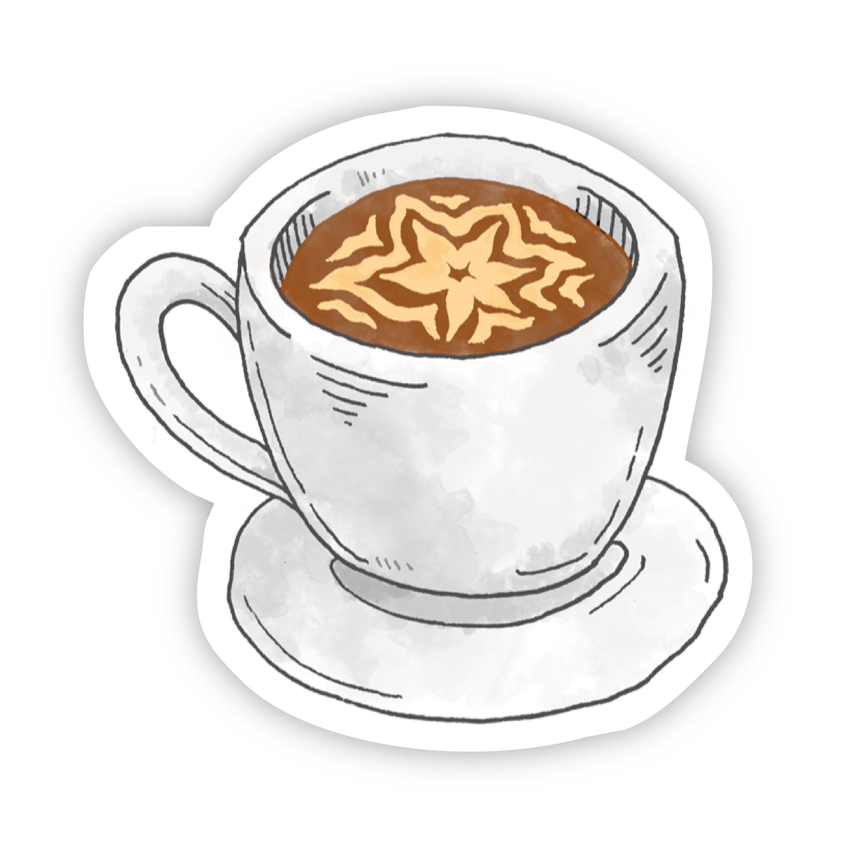  Latte Coffee Watercolor Sticker、mySite、elrpsem3k
