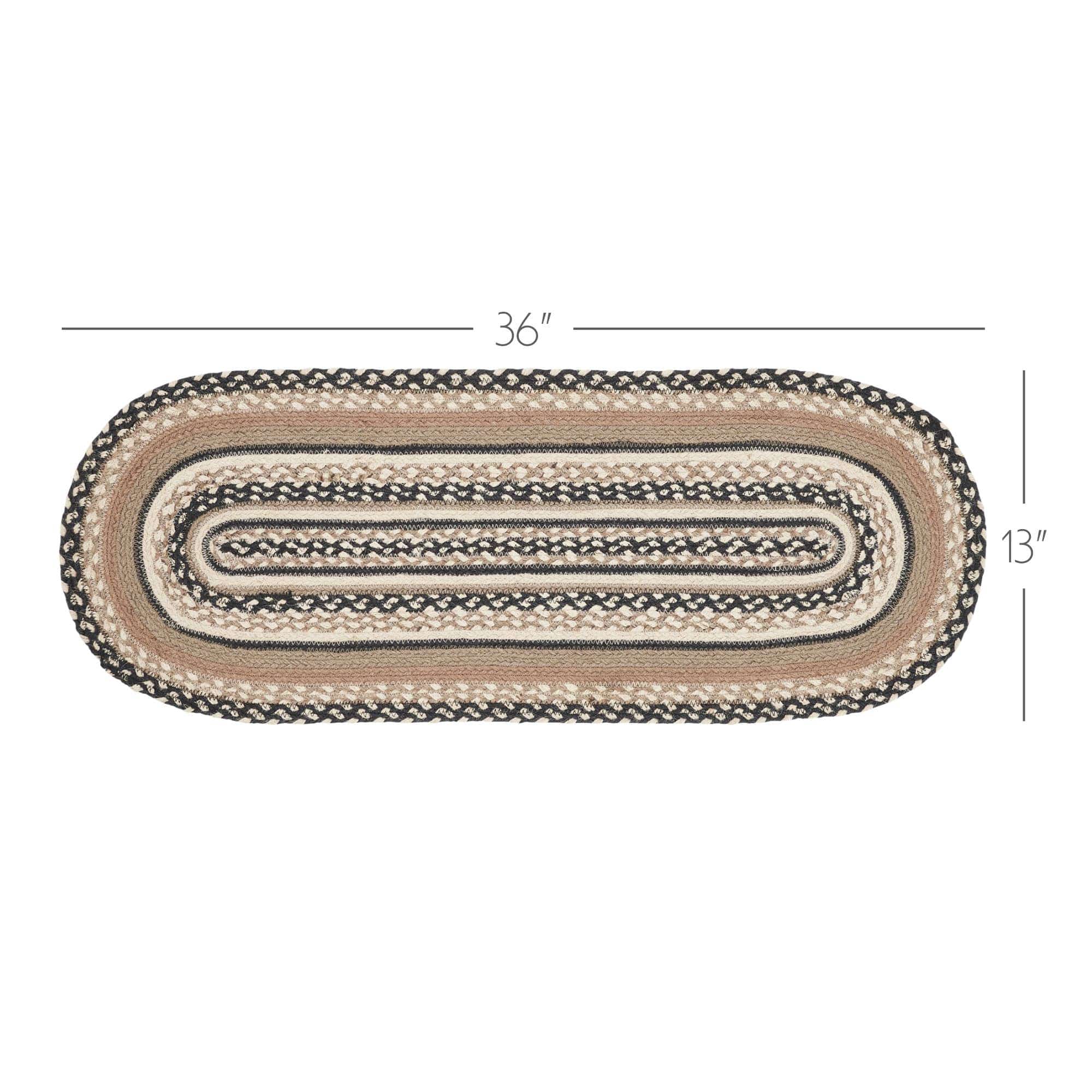VHC Brands - Sawyer Mill Charcoal Creme Jute Oval Runner 13x36、mySite、g9winljtr