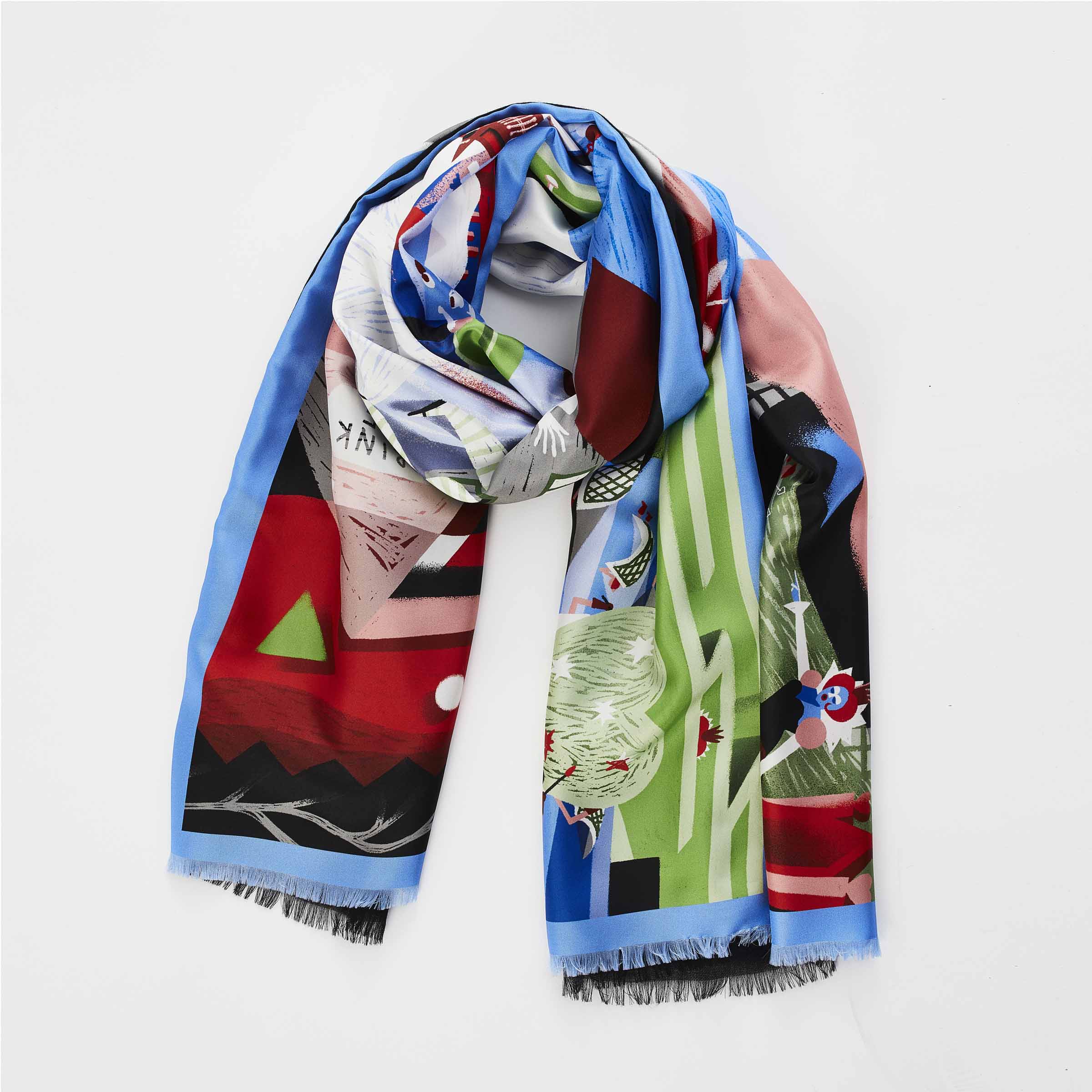 Silk and Cashmere Stole ALICE NEL PAESE DELLE MERAVIGLIE by Marco Brancato for Orequo、mySite、neckold