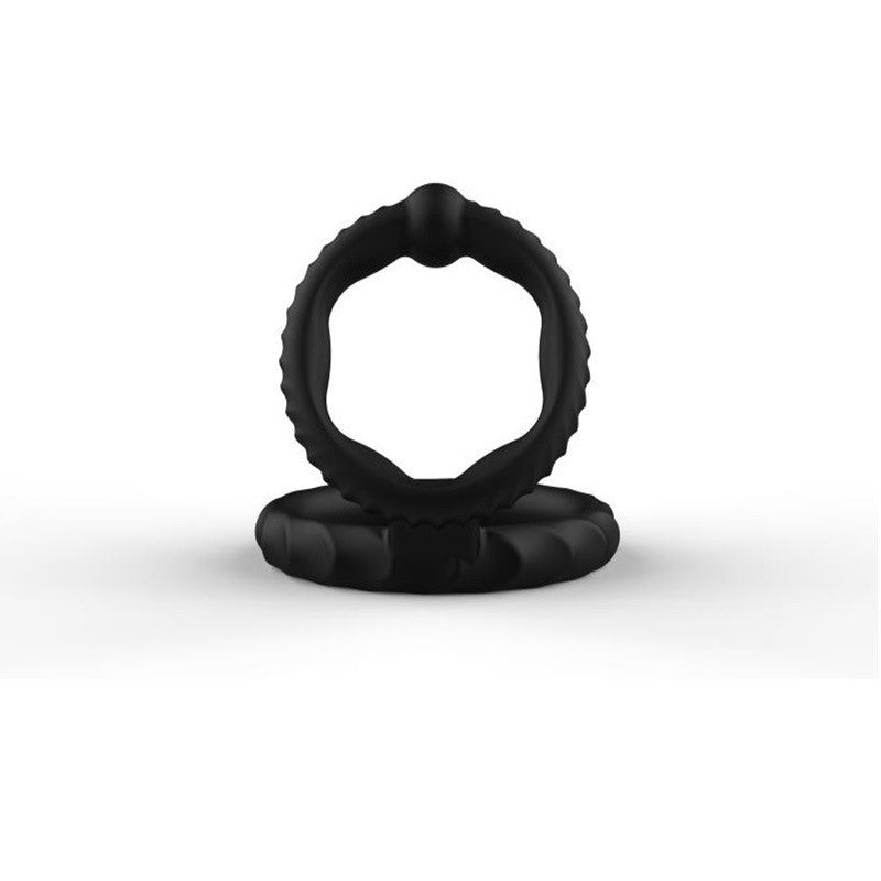 Armour Double Silicone Penis Ring | Lock Delay Erection | Black | Stretchy、mySite、bottomscart