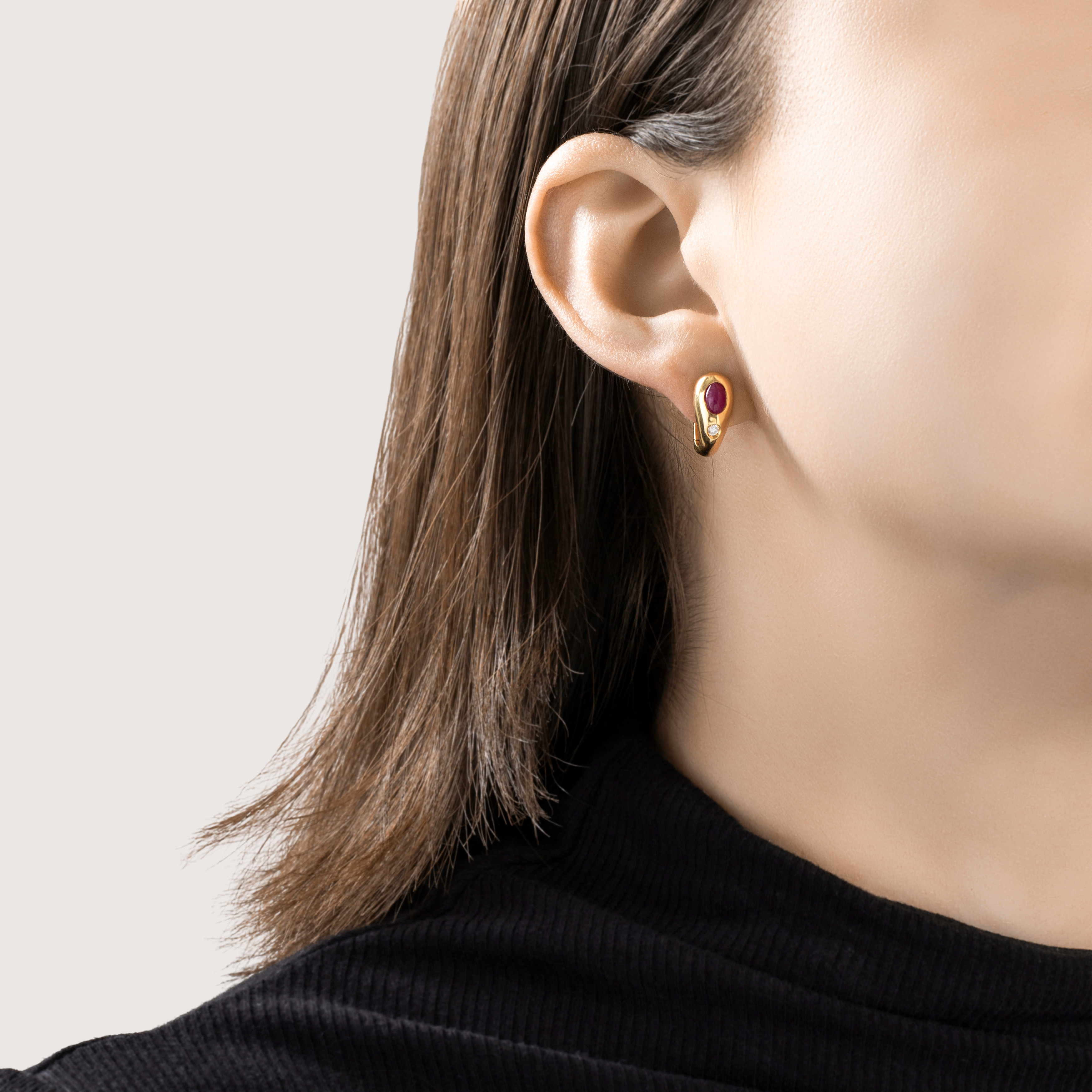 Vintage Italian Substantial 18k Yellow Gold 1.2cttw Ruby Diamond Earrings、mySite、hinf8tx79