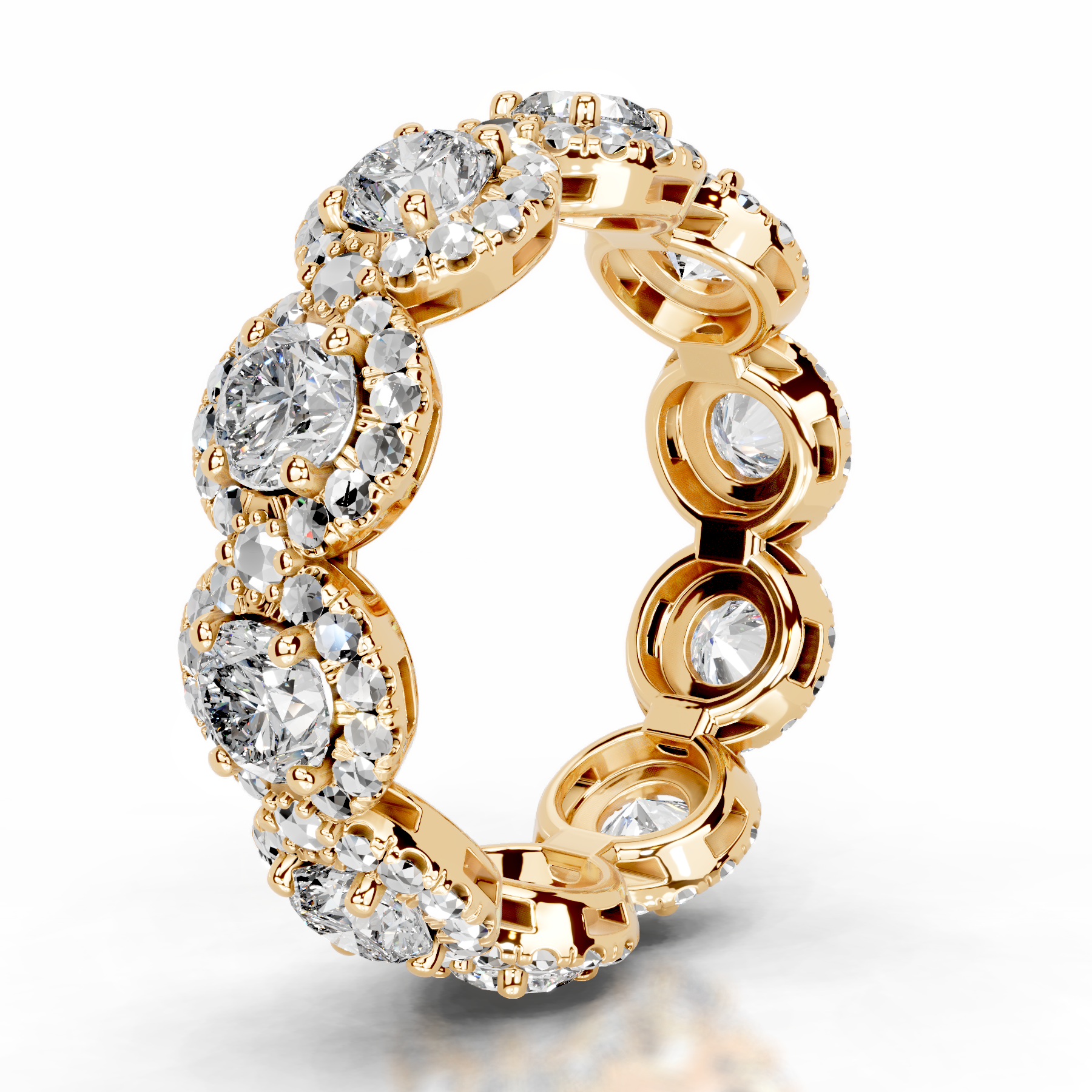 Londyn Diamond Halo Wedding Ring (3.20 Carat) -18K Yellow Gold、mySite、hinf8tx79
