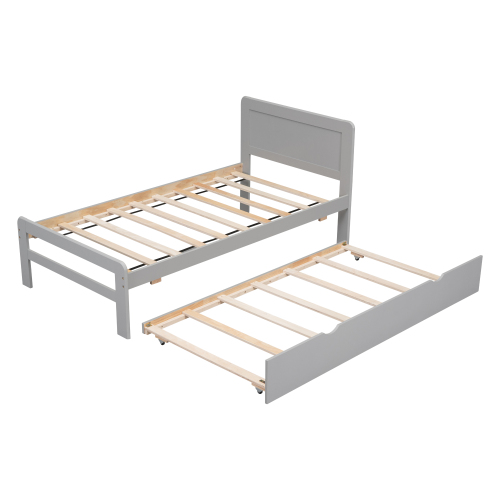 Modern Design Twin Size Platform Bed Frame with 2 Drawers for Grey Color、、xpatfood
