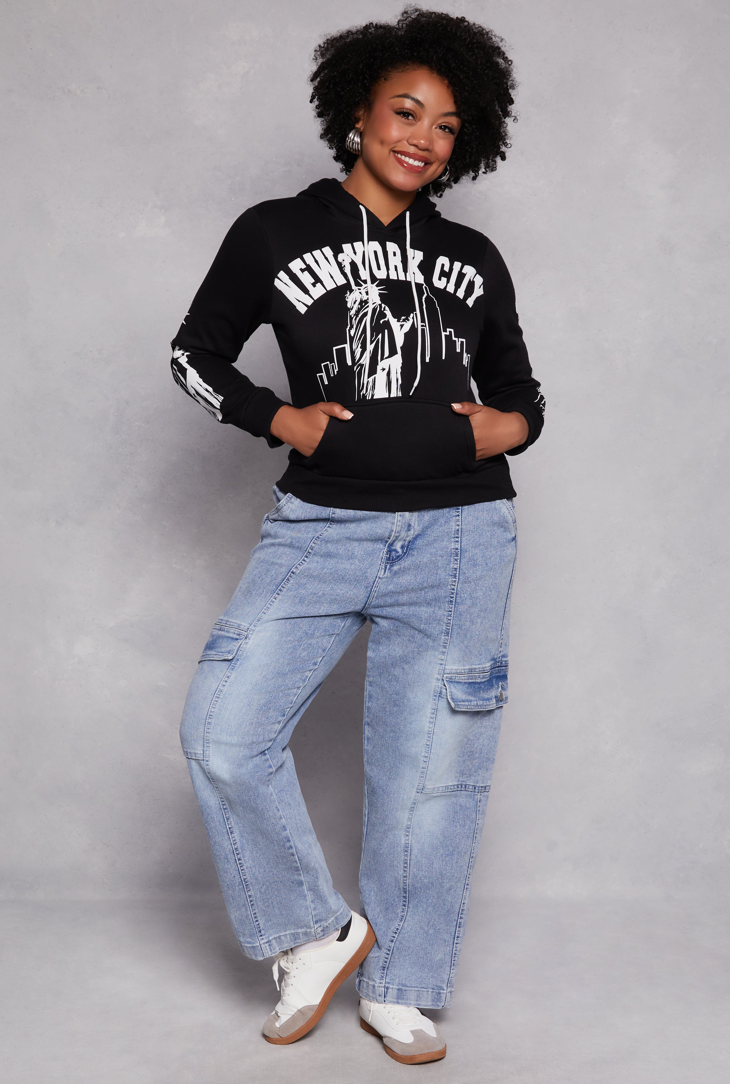 Plus Size New York City Graphic Hoodie、mySite、camillekostekn