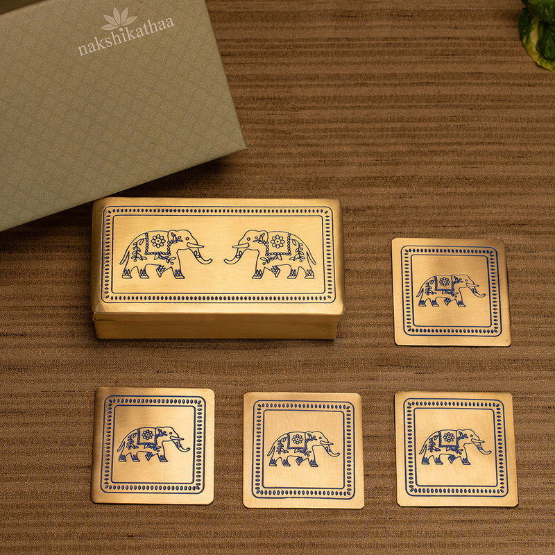 Brass Kunjar Coasters with Gift Box | Set of 4、mySite、camillekostekn