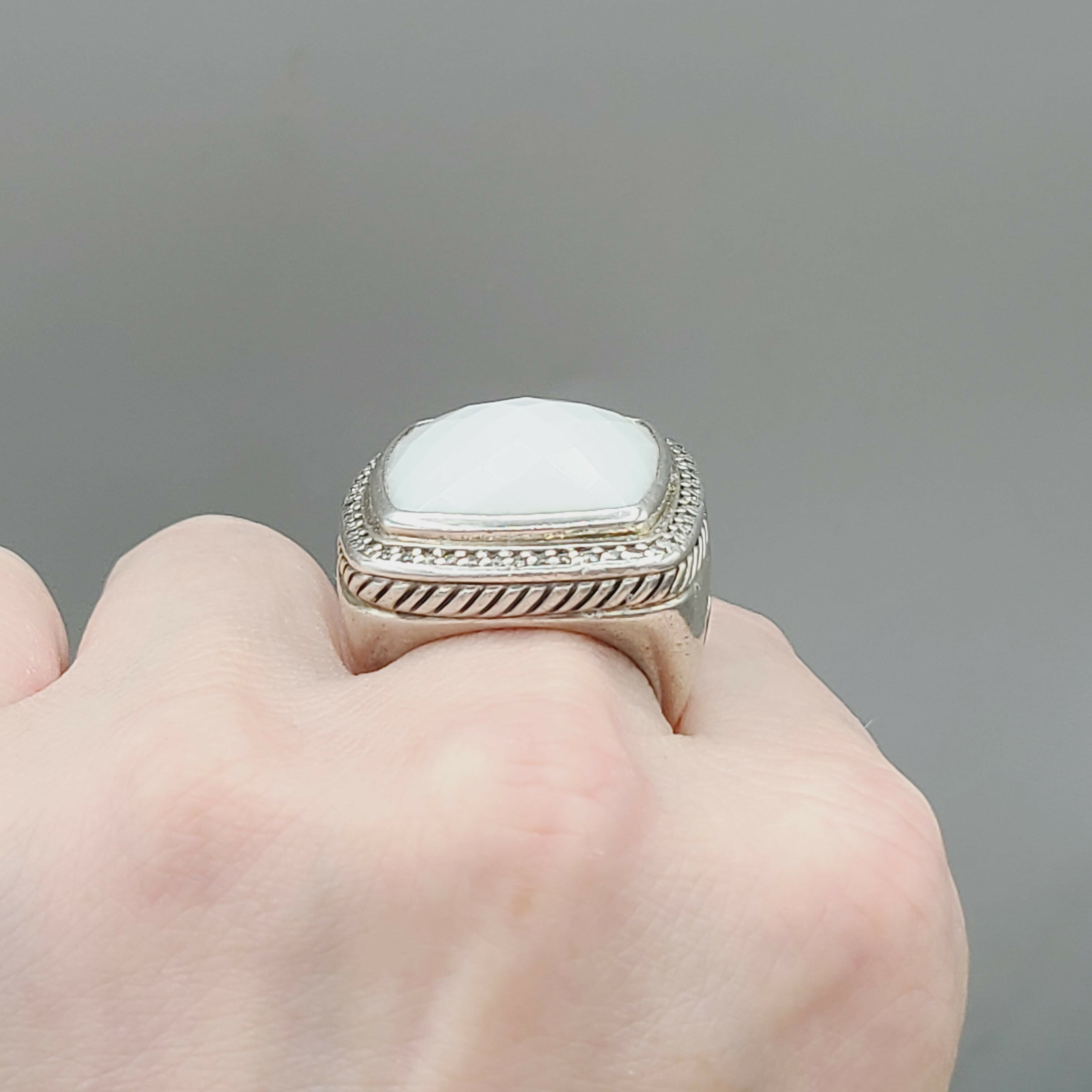 David Yurman Albion 20mm White Agate & Diamond Ring聽、mySite、hinf8tx79