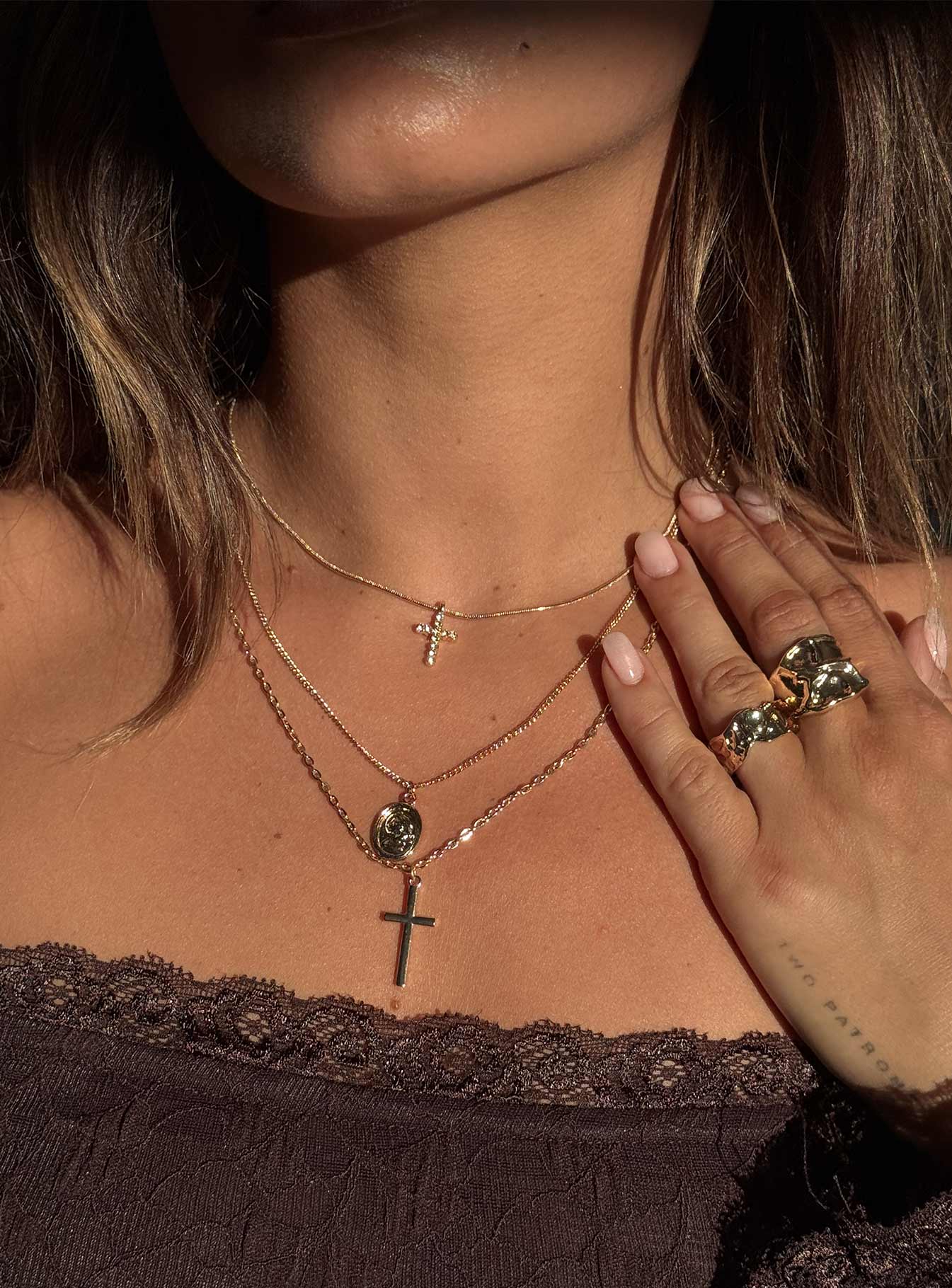 Broken Clocks Layered Necklace Gold、mySite、solidvoid