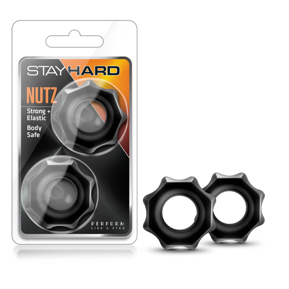 Stay Hard By Blush® | Nutz: Soft & Stretchy Black Penis Rings (2-Pack)、mySite、bottomscart