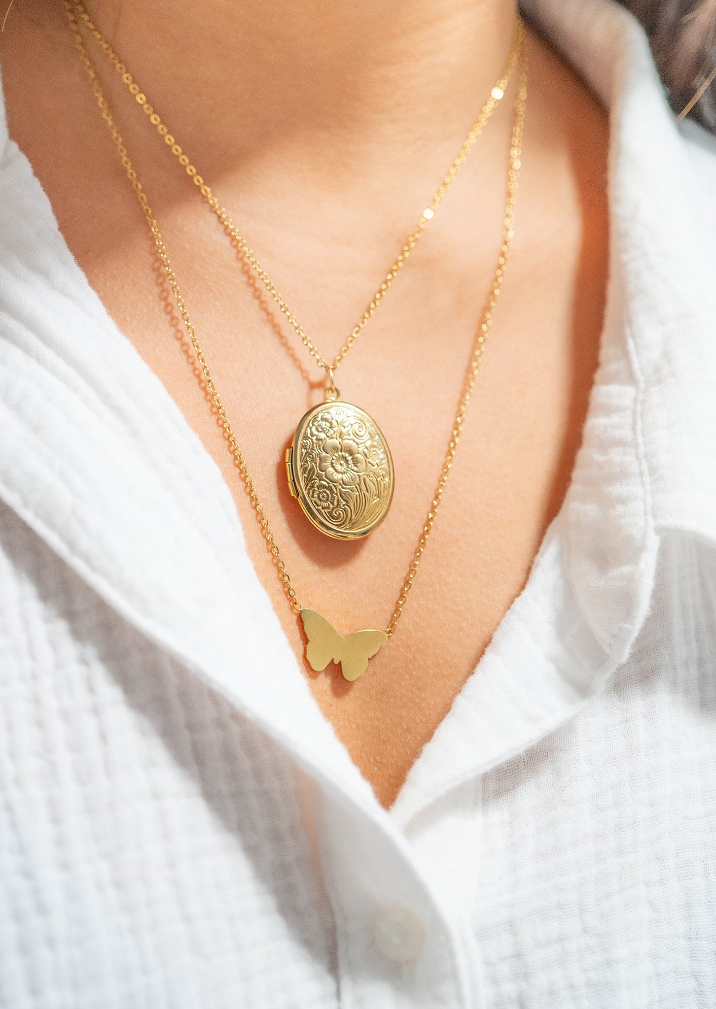 18K Gold PVD Stainless Steel Blank Engravable Butterfly Necklace / CHN0084、mySite、dreamappss