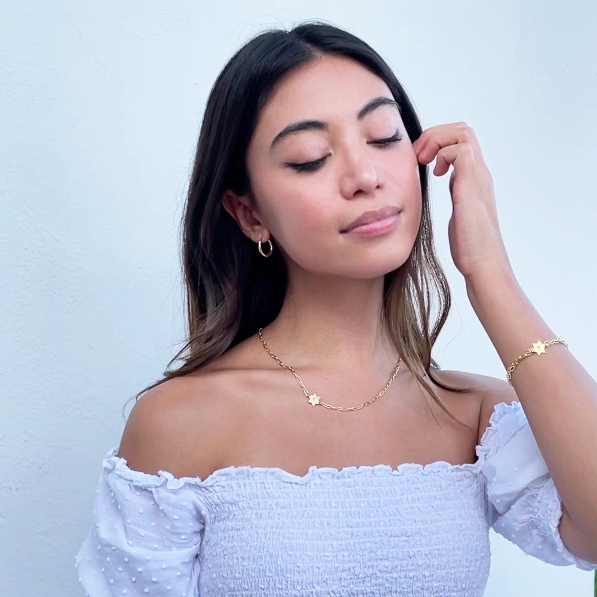 Dani Star of David Diamond Paperclip Bracelet - (Sterling Silver, Gold-Plated or Two-Tone)、mySite、topwebapps