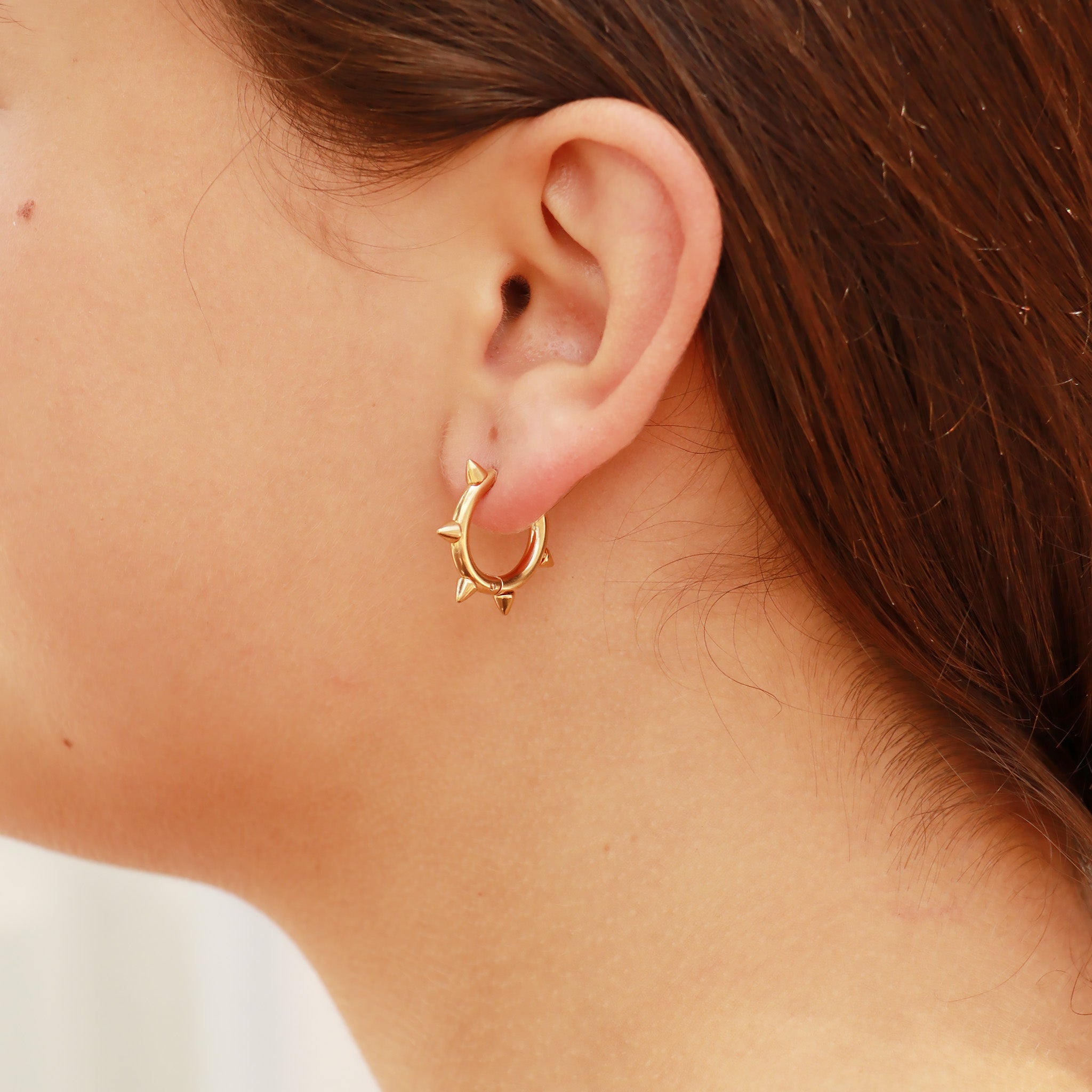 18K Gold PVD Stainless Steel Spike Hoop Earrings / ERJ0034、mySite、dreamappss