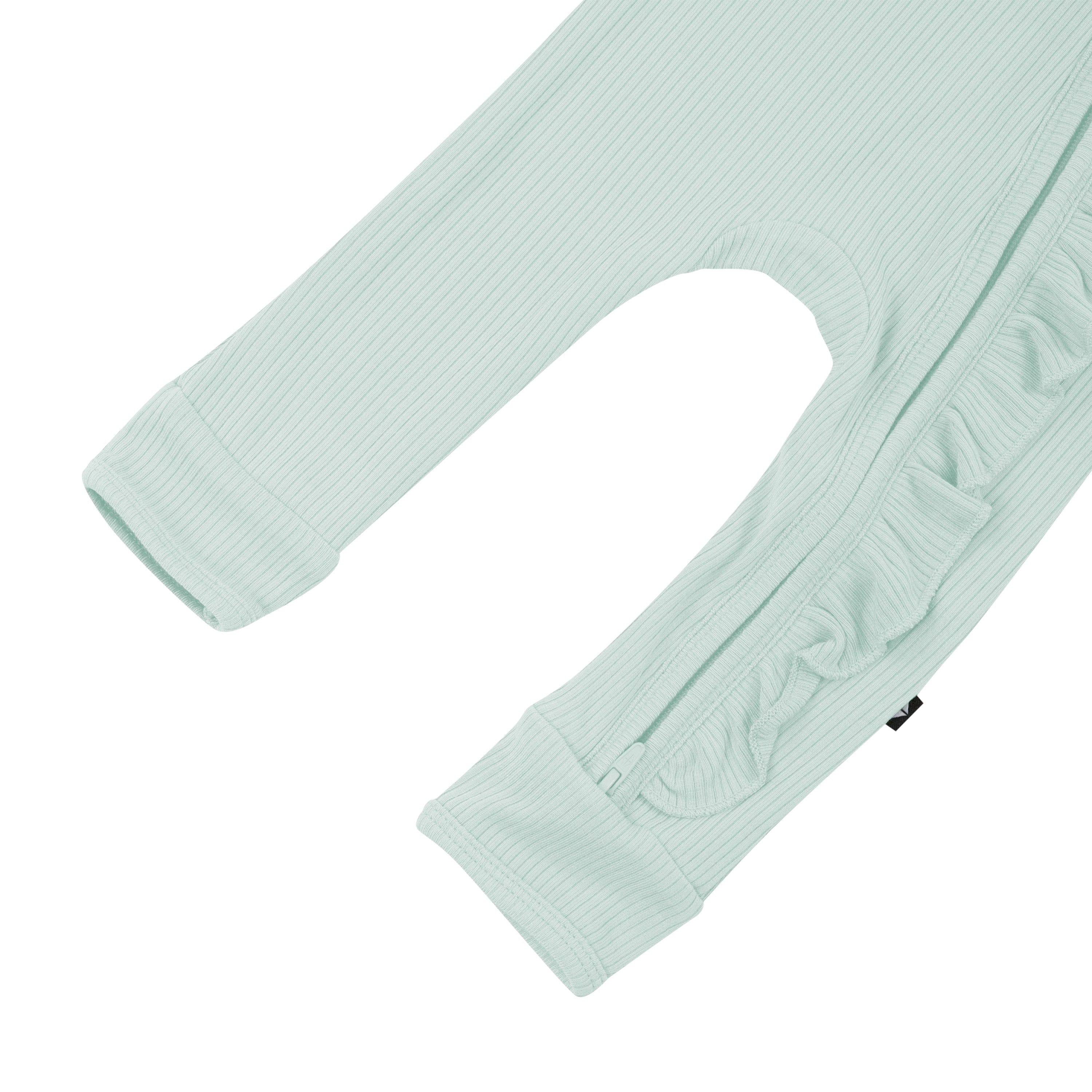  Ribbed Ruffle Zipper Romper in Sage、mySite、layawaytickets