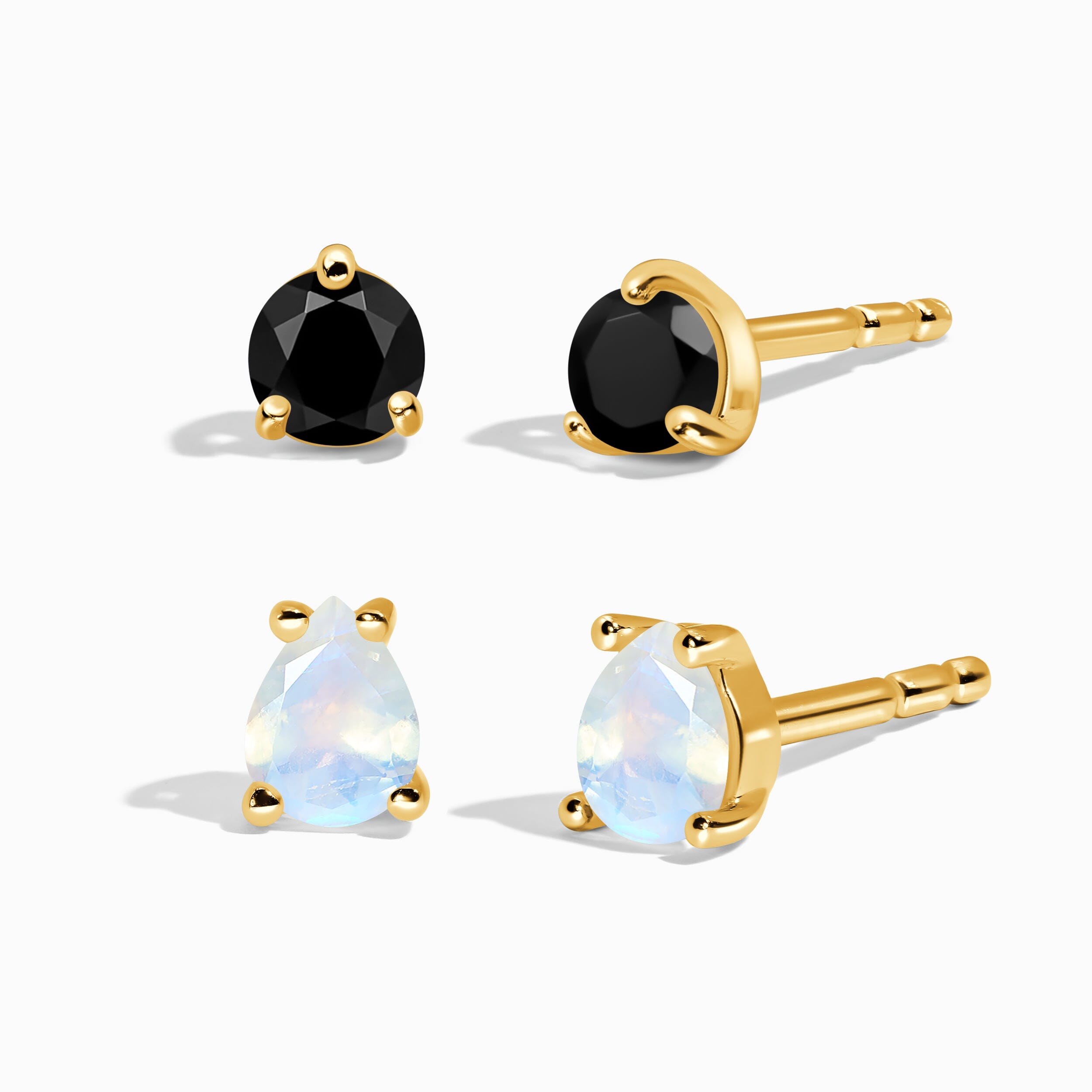 Black Obsidian Moonstone Petite Round & Teardrop Studs、mySite、hinf8tx79