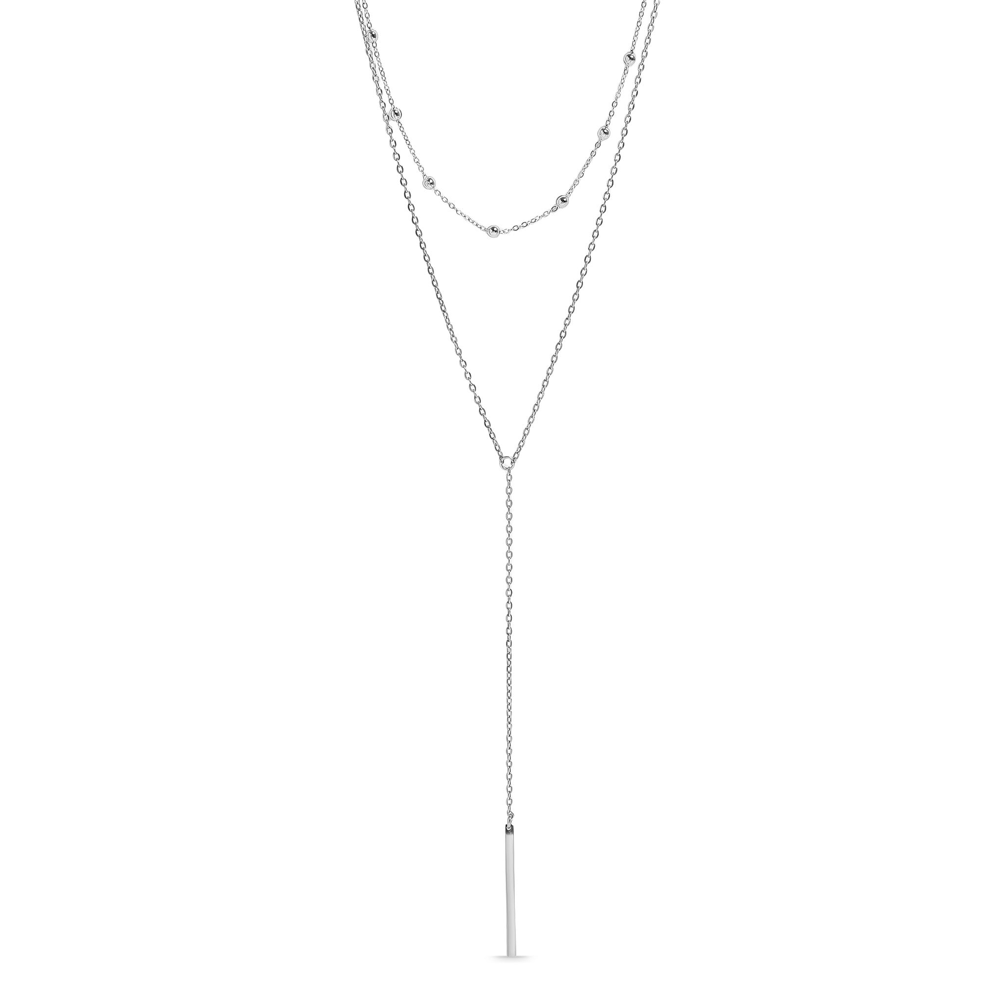 18K Gold PVD Stainless Steel Drop Bar Layered Lariat Necklace / CHN0053、mySite、dreamappss
