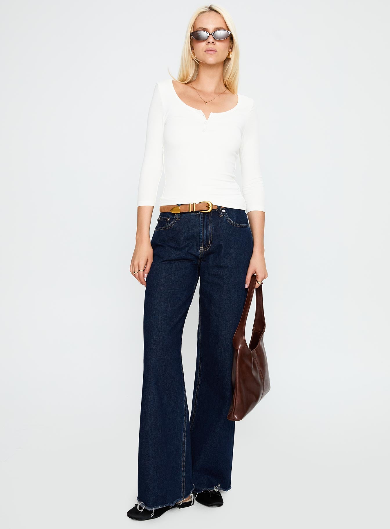 Desirae 3/4 Sleeve Top White、mySite、solidvoid