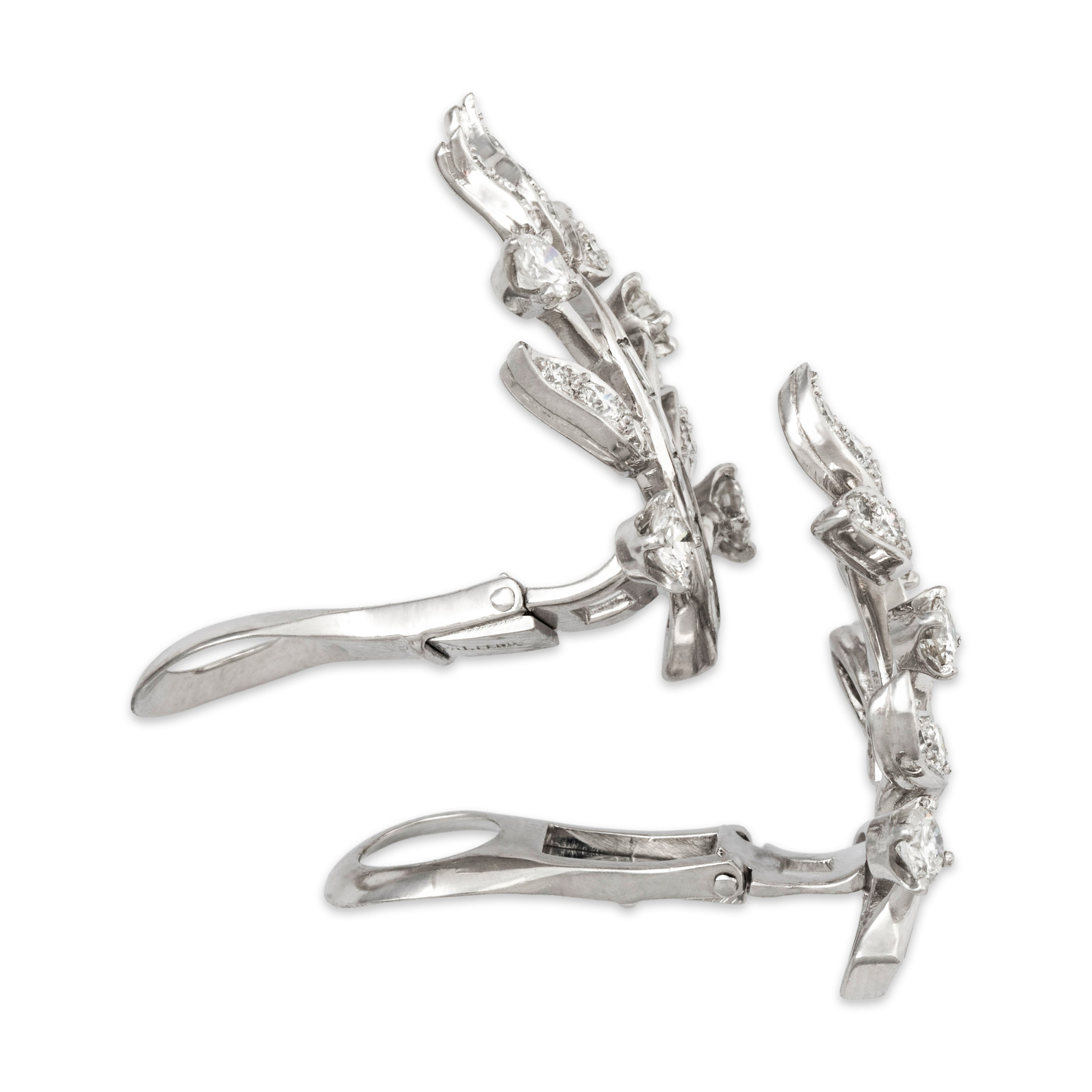 Vintage Platinum 2.07cttw Diamond Spectacular Branches of Light Clip-On Earrings、mySite、hinf8tx79