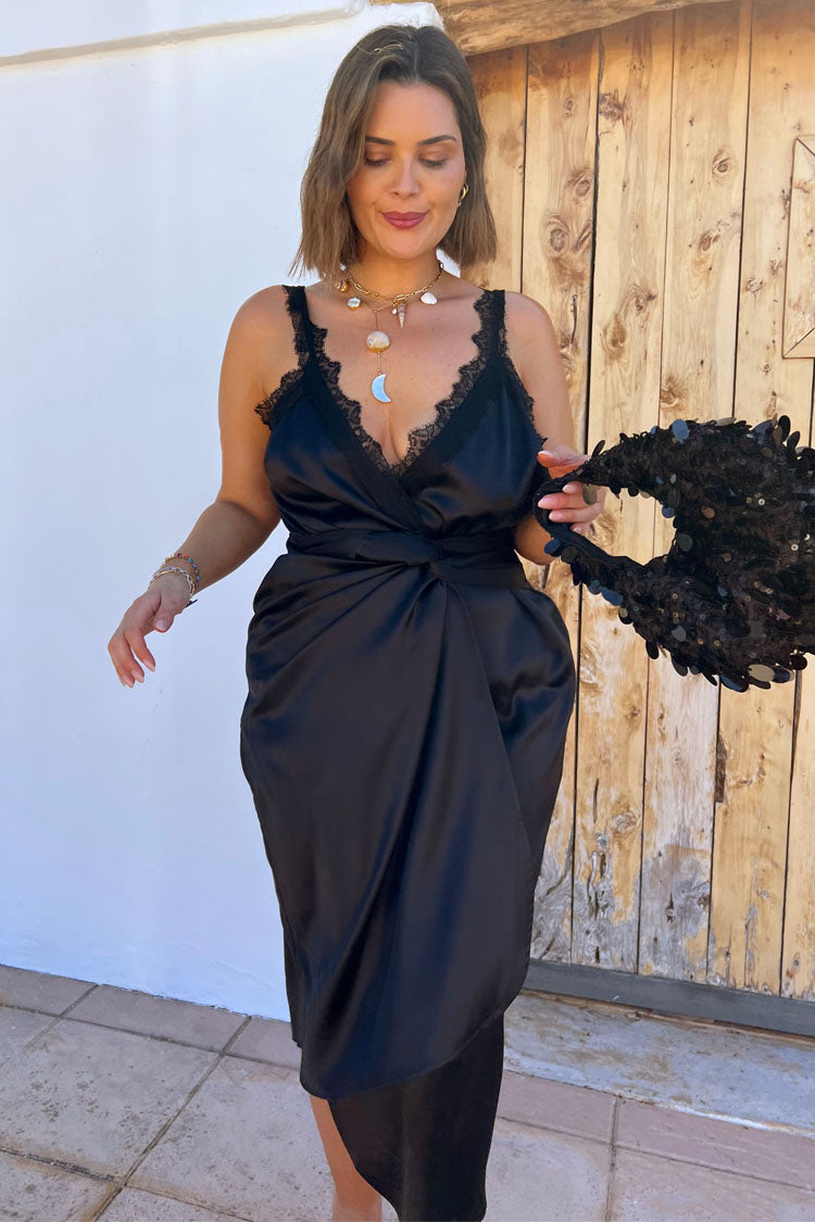 Black Meela Lace Trim Dress、mySite、solidvoid