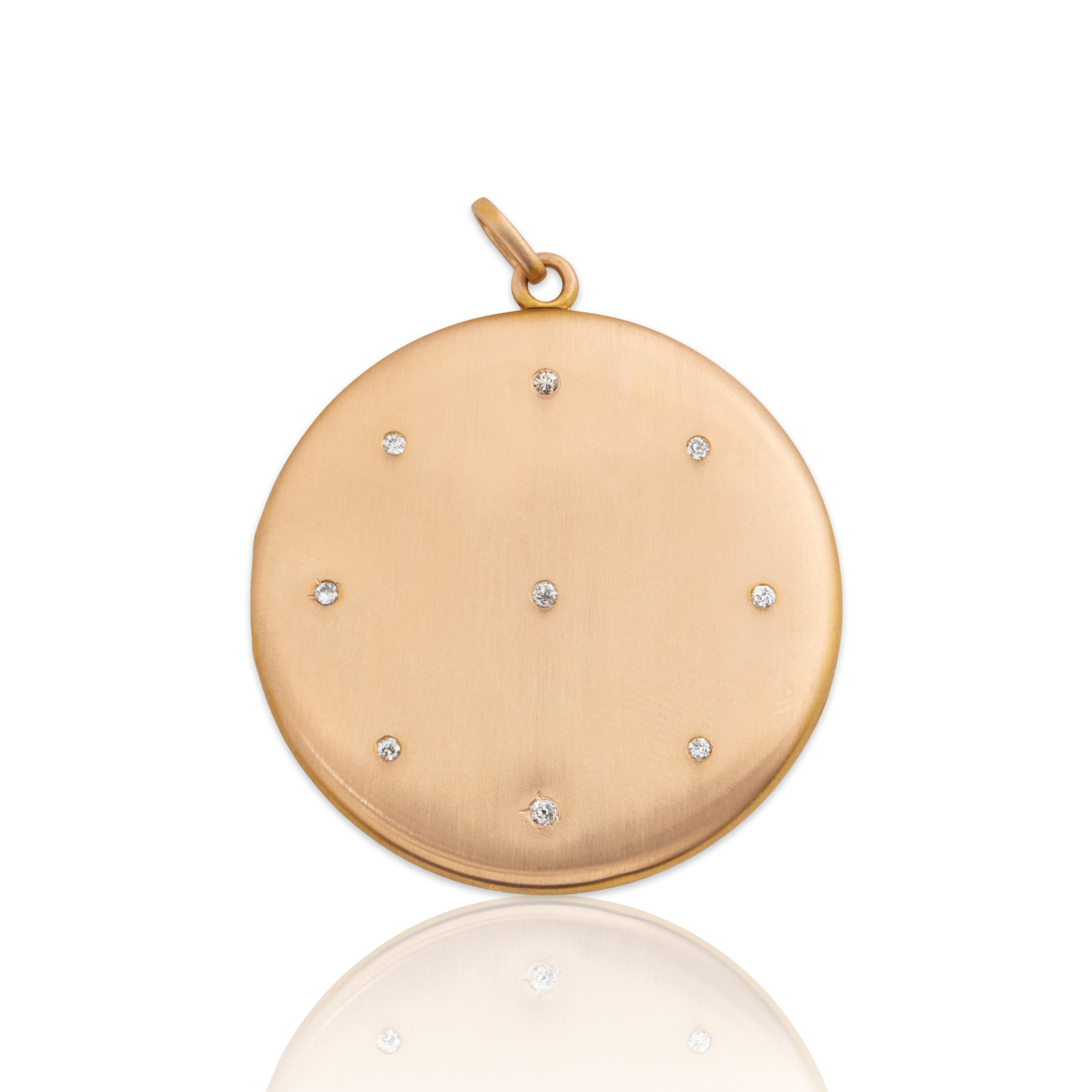 Antique Oversized 14k Yellow Gold Old Mine Diamond Brushed Finish Locket Pendant、mySite、hinf8tx79