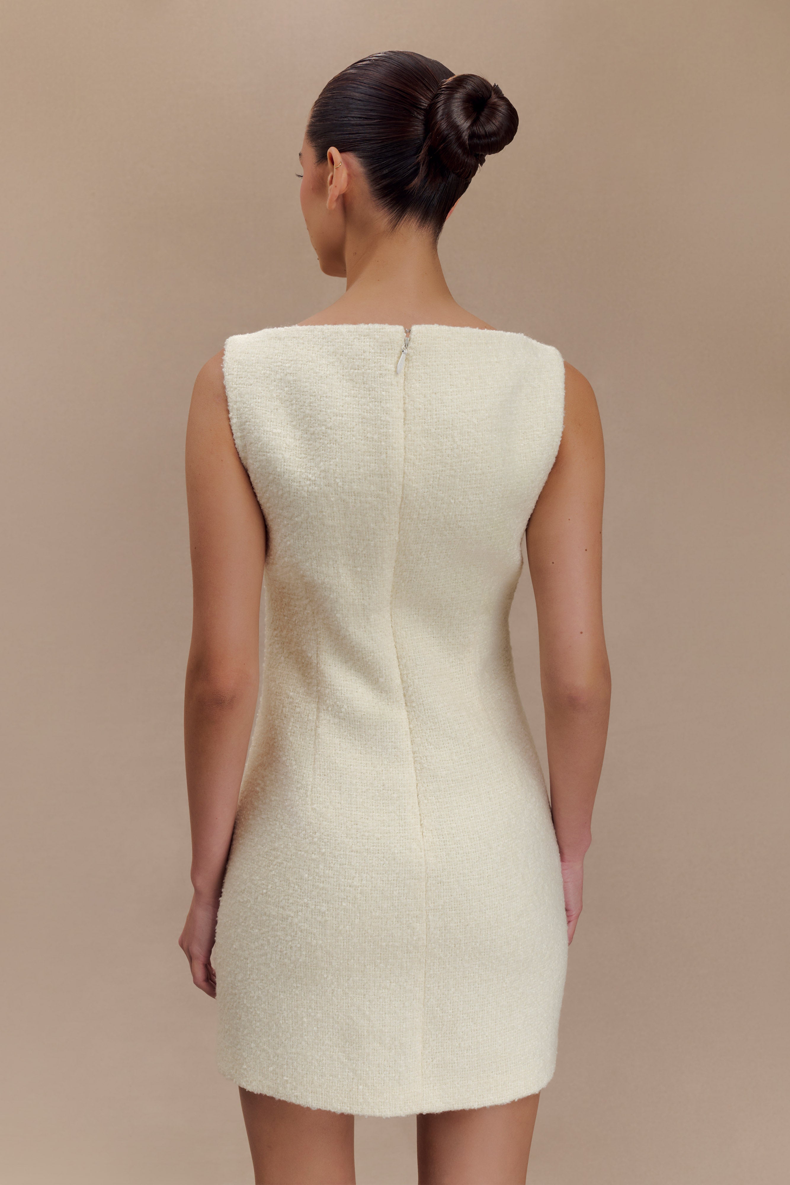 Angela Textured Boucle Mini Dress - Ivory、mySite、solidvoid