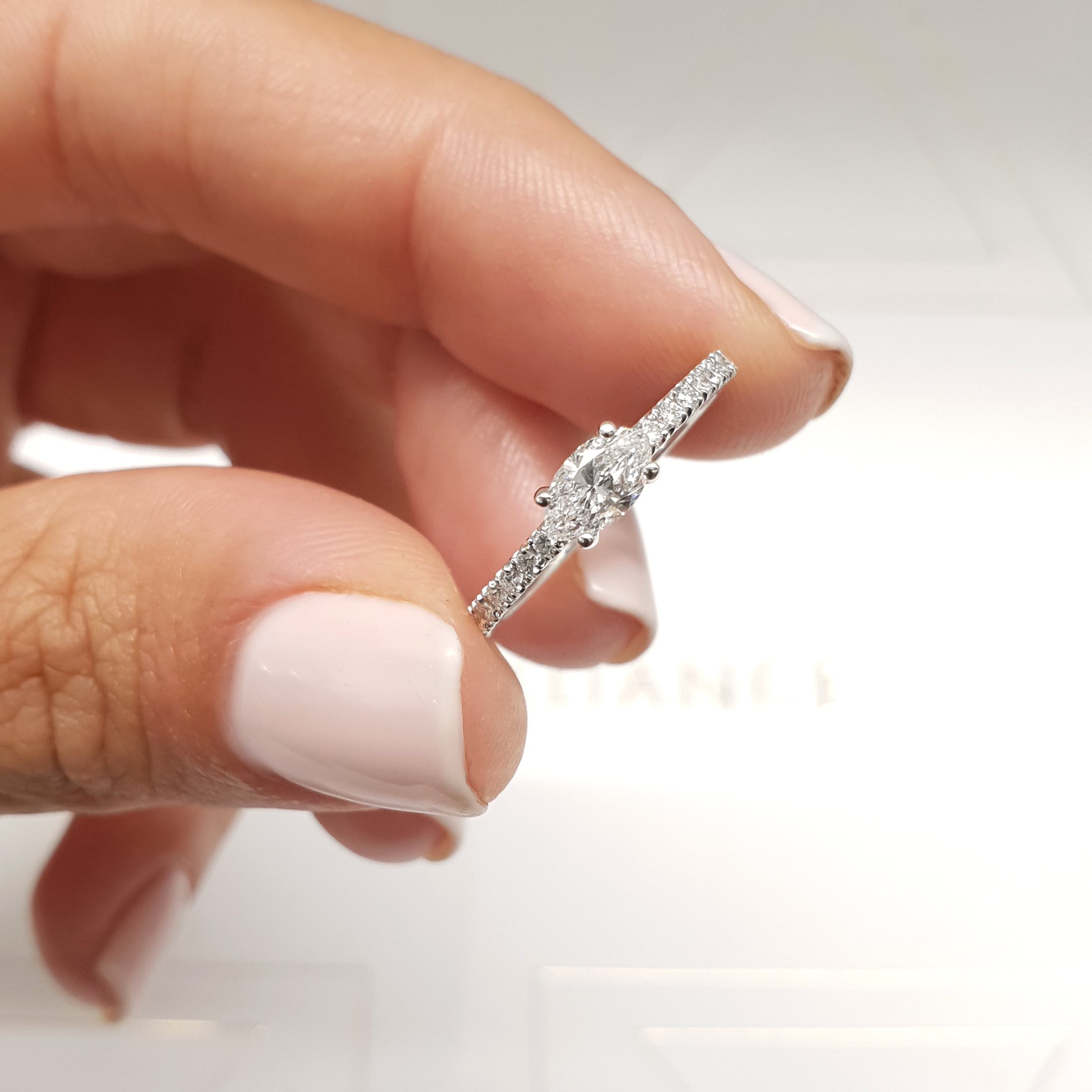 Chloe Marquise Stacking Ring (0.60 Carat) -14K White Gold、mySite、hinf8tx79