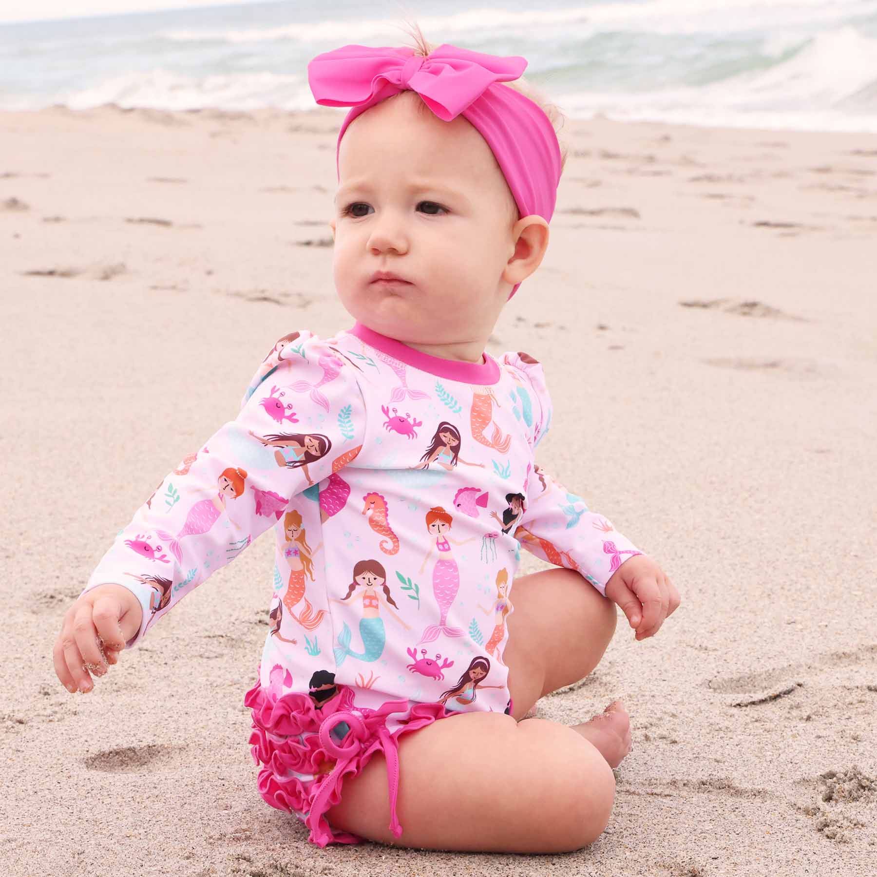  Long Sleeve Rash Guard With Ruffle Bottom | Under The Sea、mySite、layawaytickets