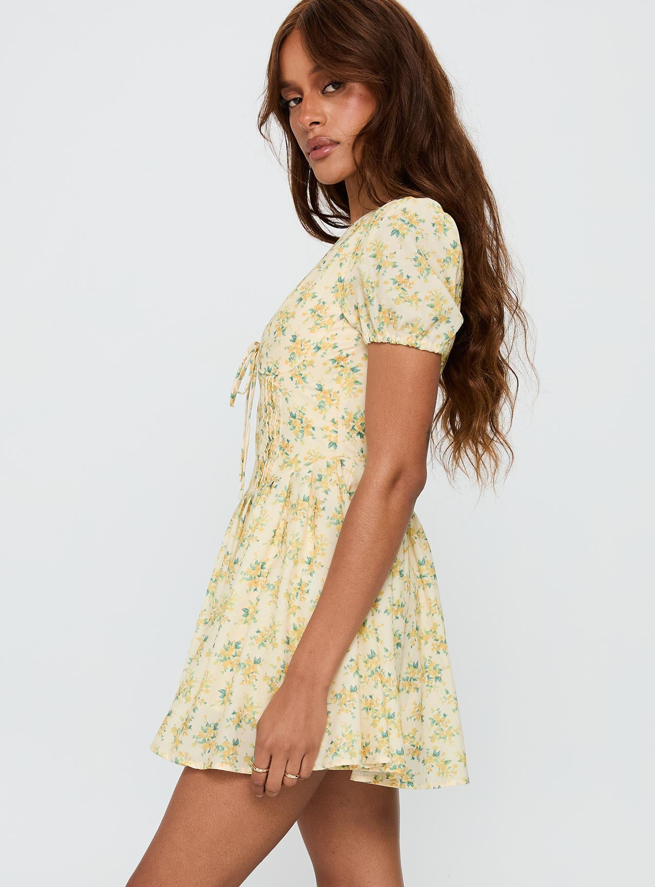 Ethelyn Mini Dress Yellow Floral、mySite、solidvoid
