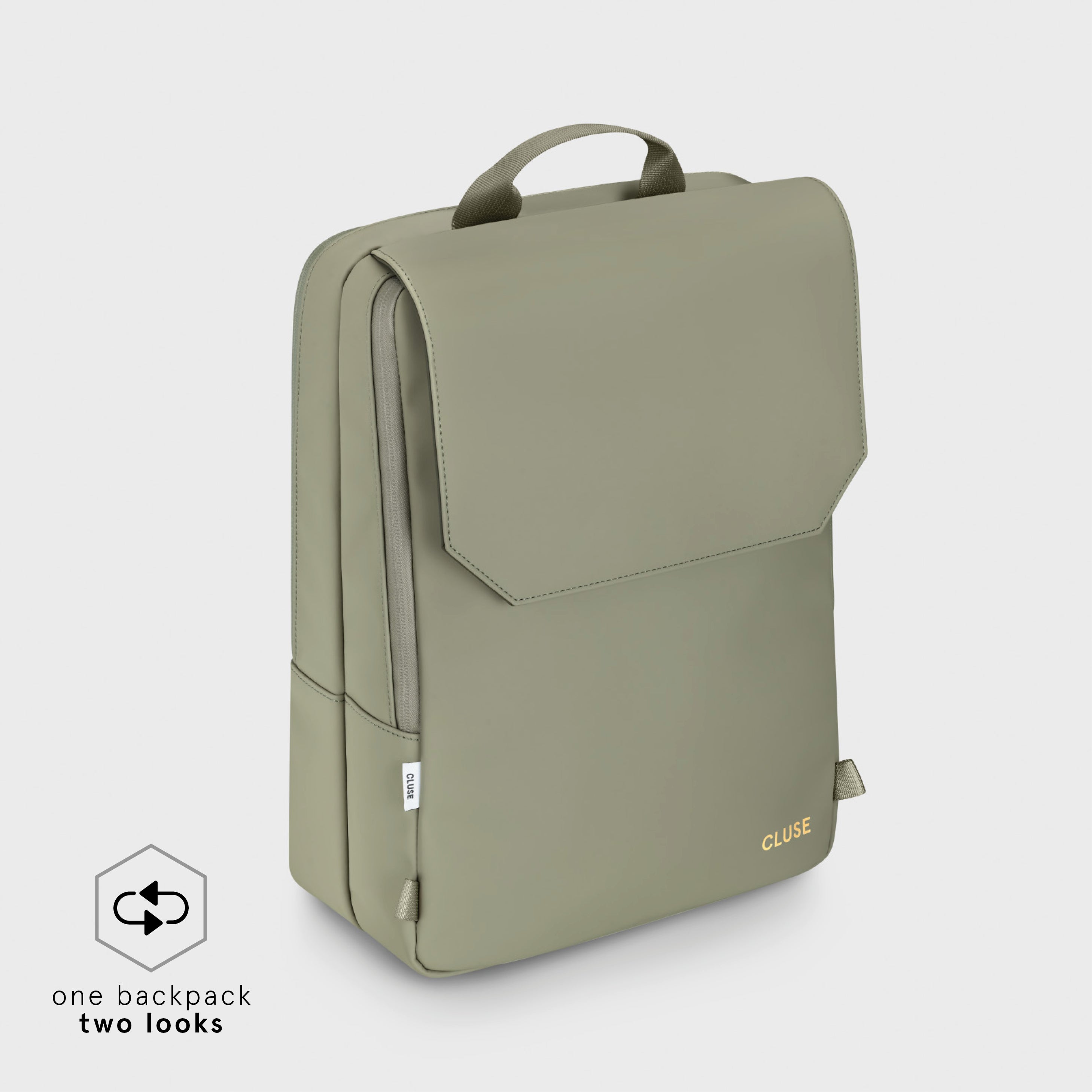  Le Réversible Backpack, Light Green Olive, Gold Colour