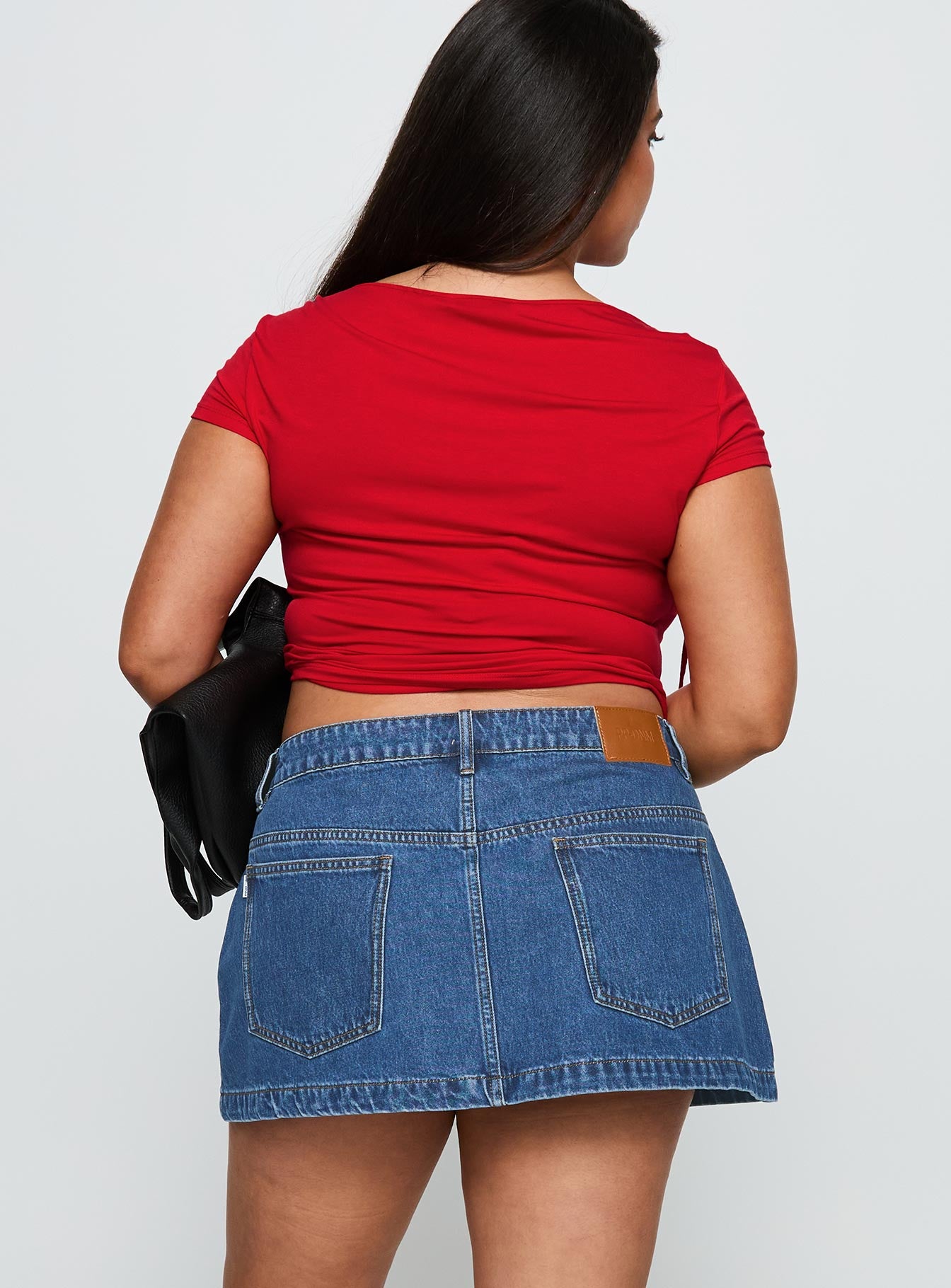 Nicolina Low Rise Denim Mini Skirt Light Wash Curve、mySite、solidvoid