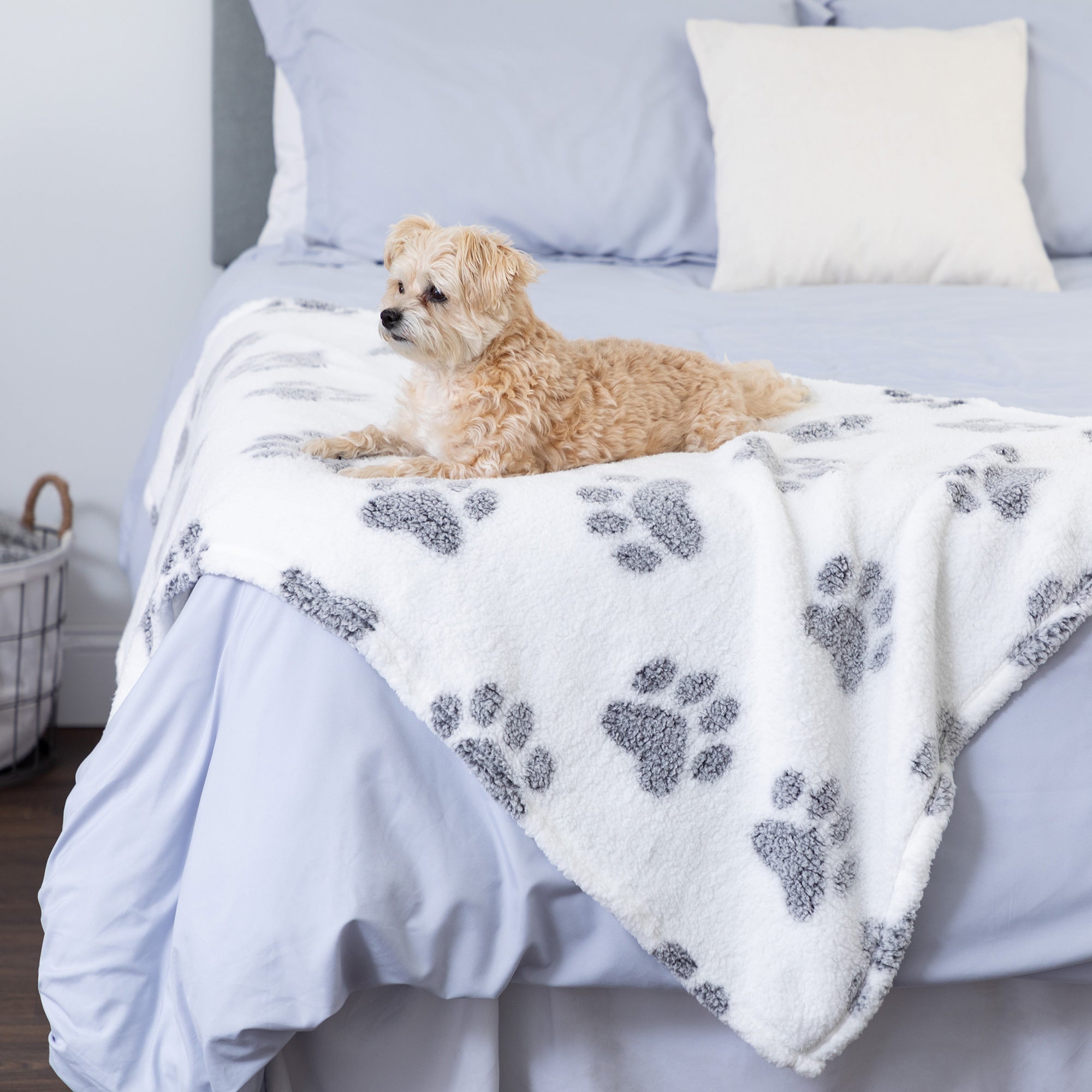 Paws I Love You Plush Sherpa Fleece Pet Blanket、mySite、camillekostekn