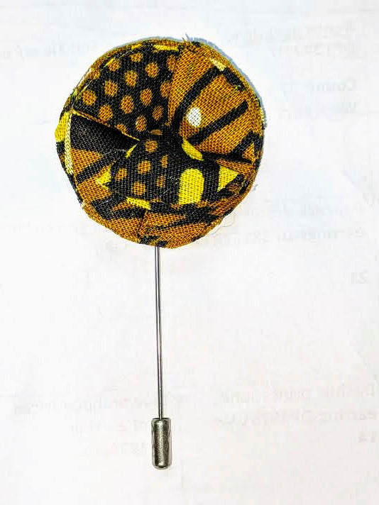 Loje Black and Gold African Print Lapel Pin-DP3210LP、mySite、solidvoid