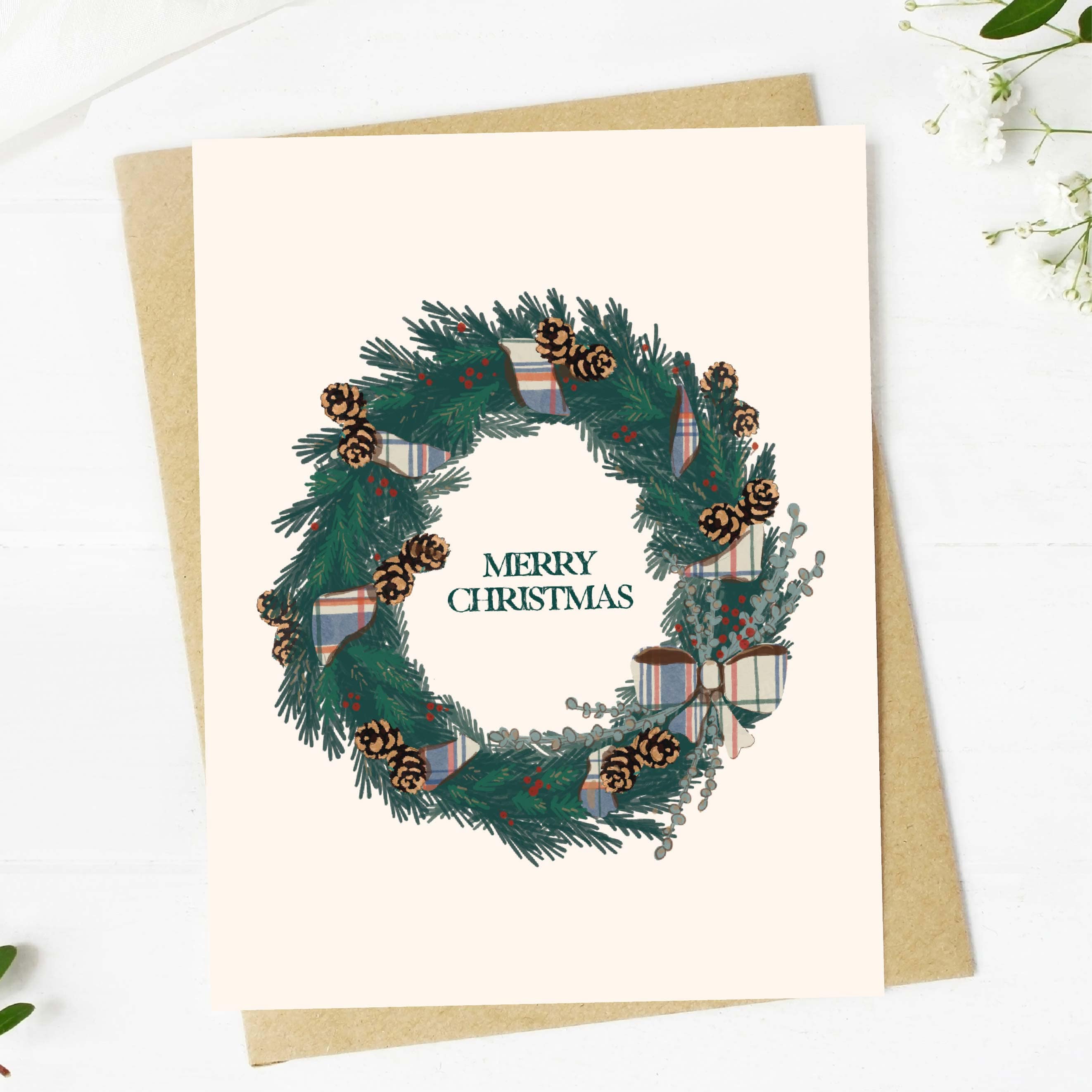  Merry Christmas Wreath Greeting Card、mySite、ghnorth