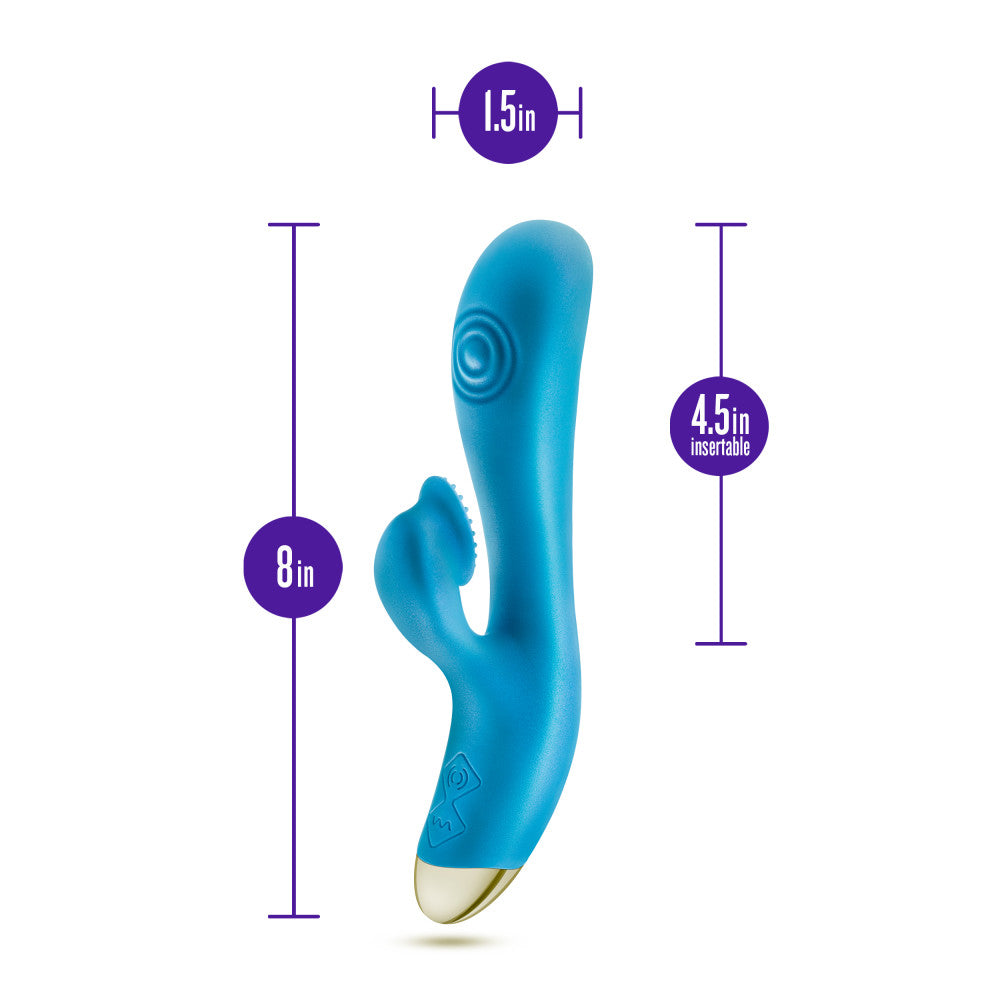 Aria By Blush® | Arousing AF: Clitoris Tickler + Dual Pulsations Blue Silicone Vibrator、mySite、bottomscart