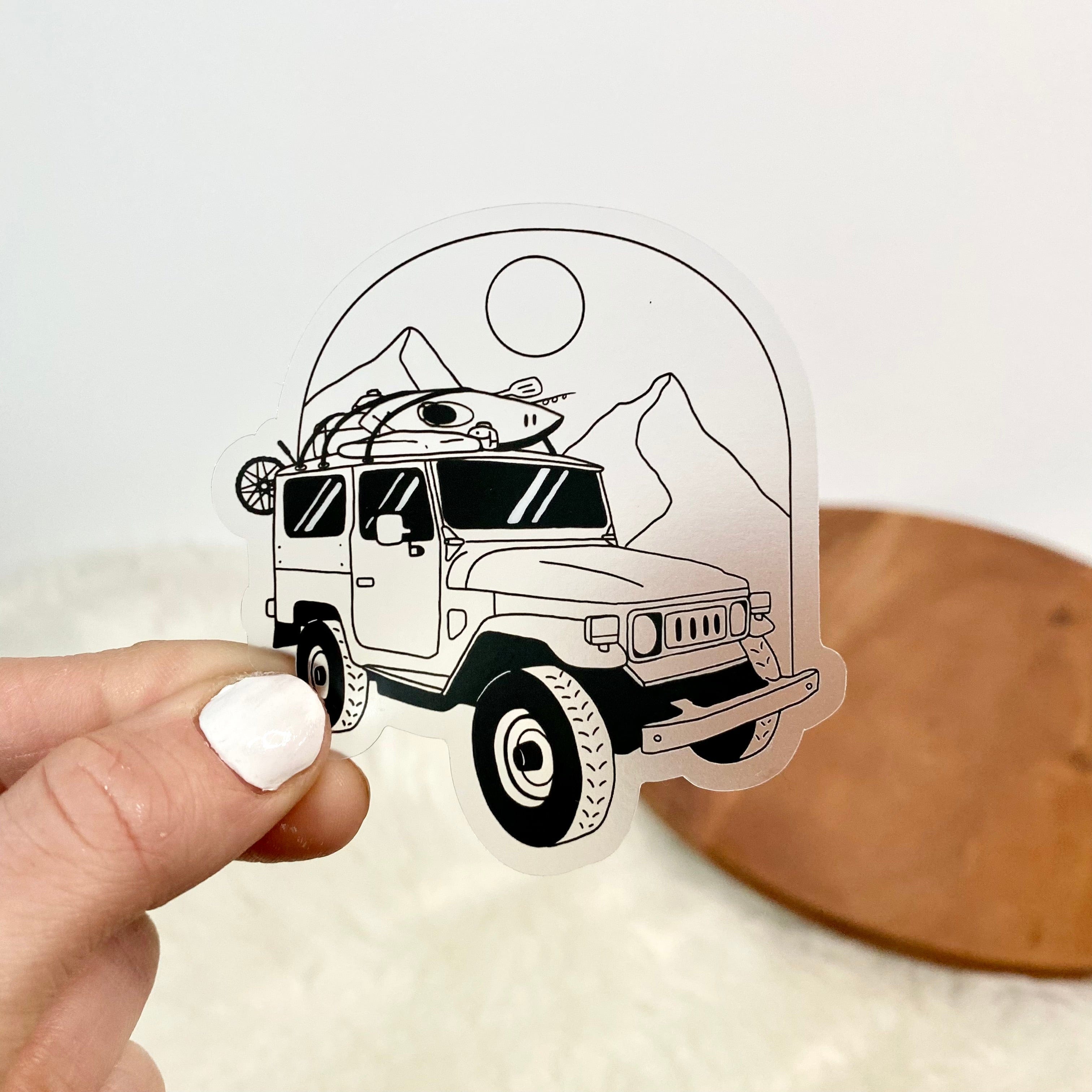  Black And White Camping Jeep Clear Sticker、mySite、elrpsem3k